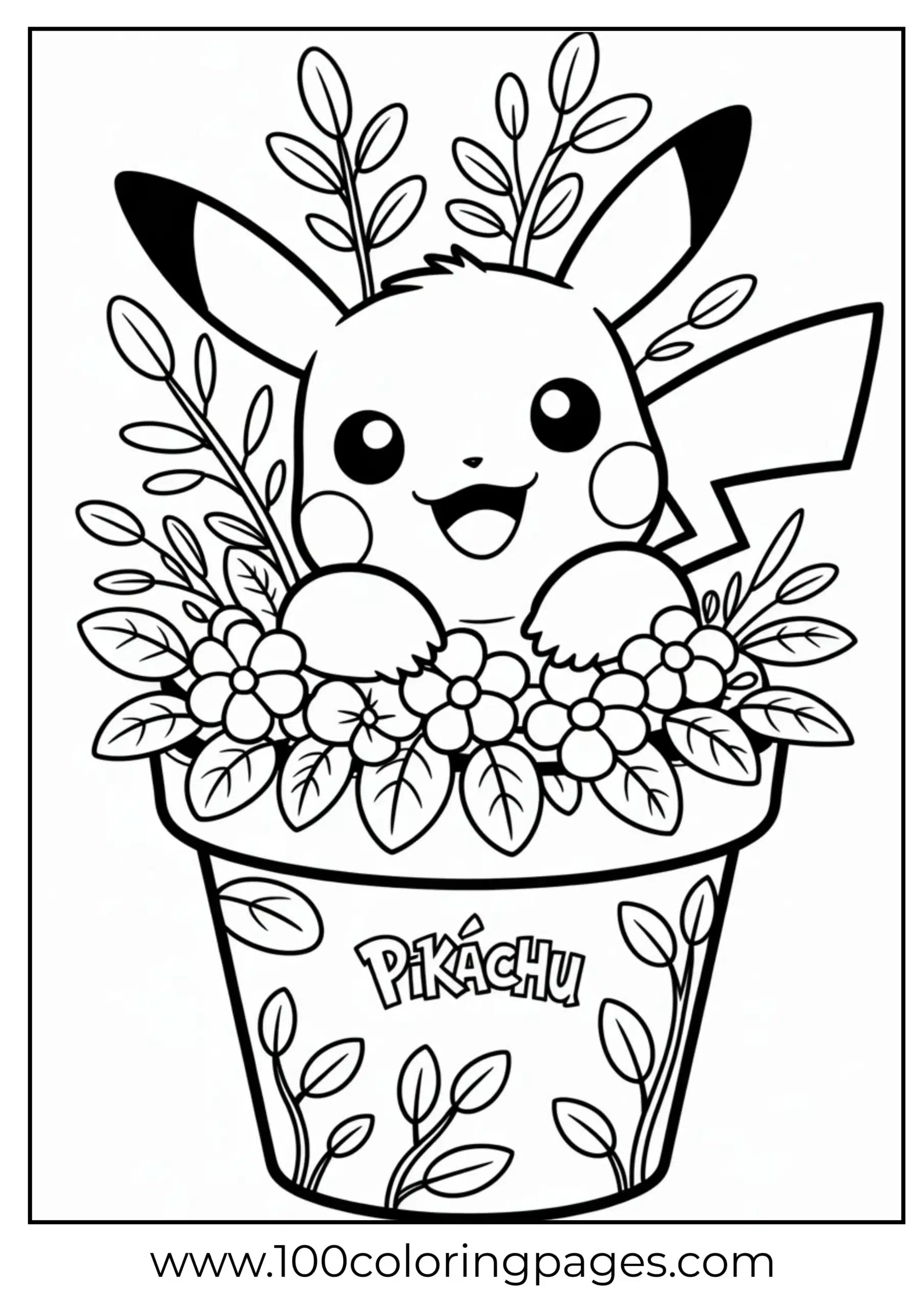 Pikachu hiding in flower pot