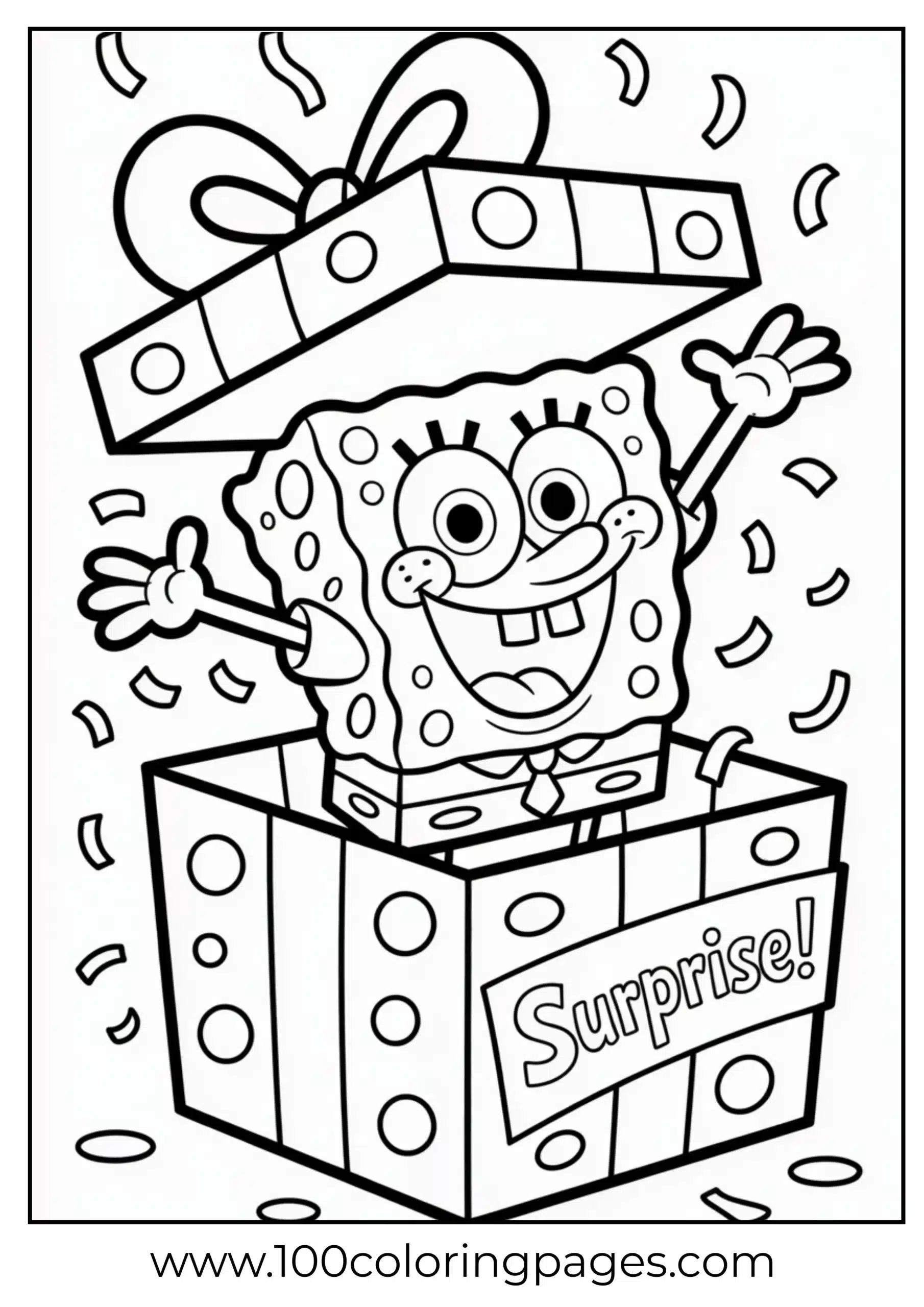 SpongeBob popping out of present box with bow
