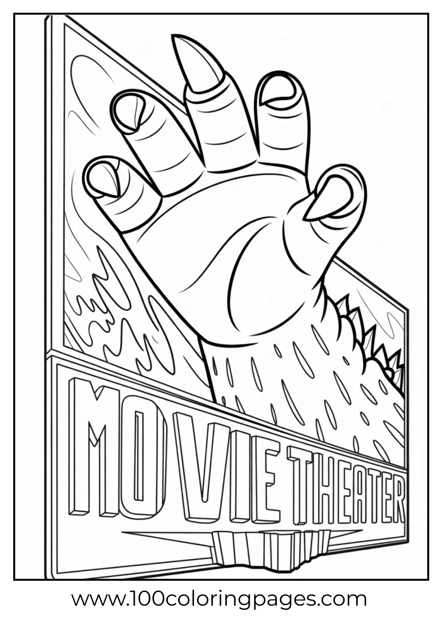 Godzilla claw breaking frame fourth wall coloring page