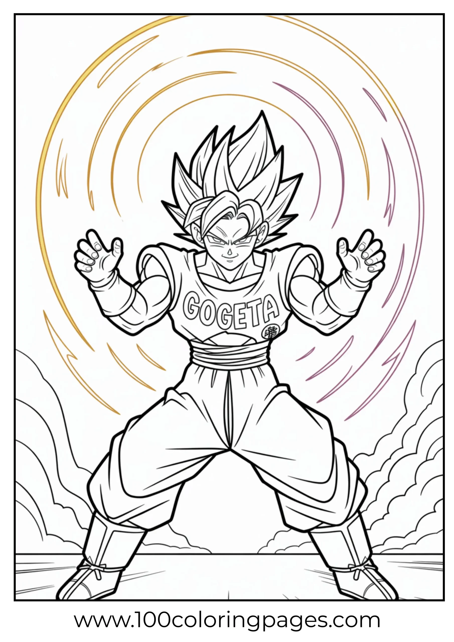 Gogeta fusion pose coloring page