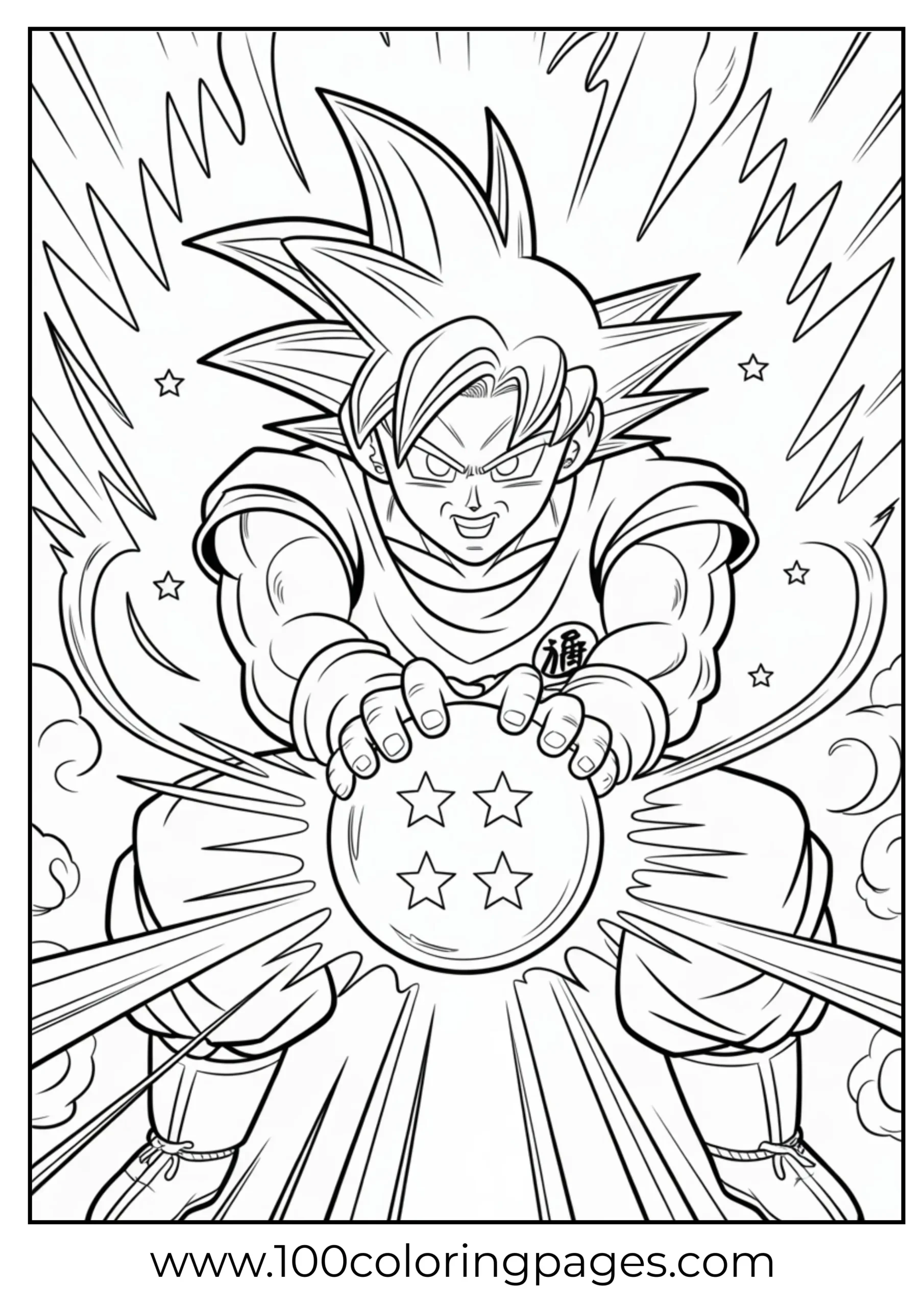 Goku collecting Dragon Ball coloring page