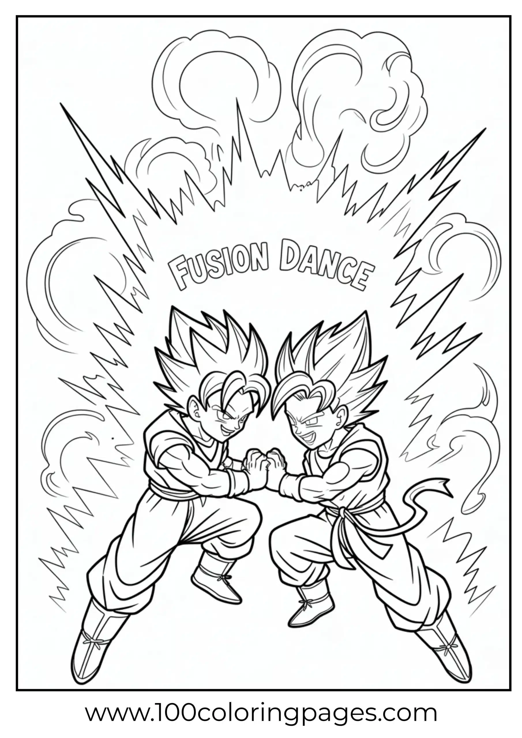 Goku and Gohan fusion dance coloring page