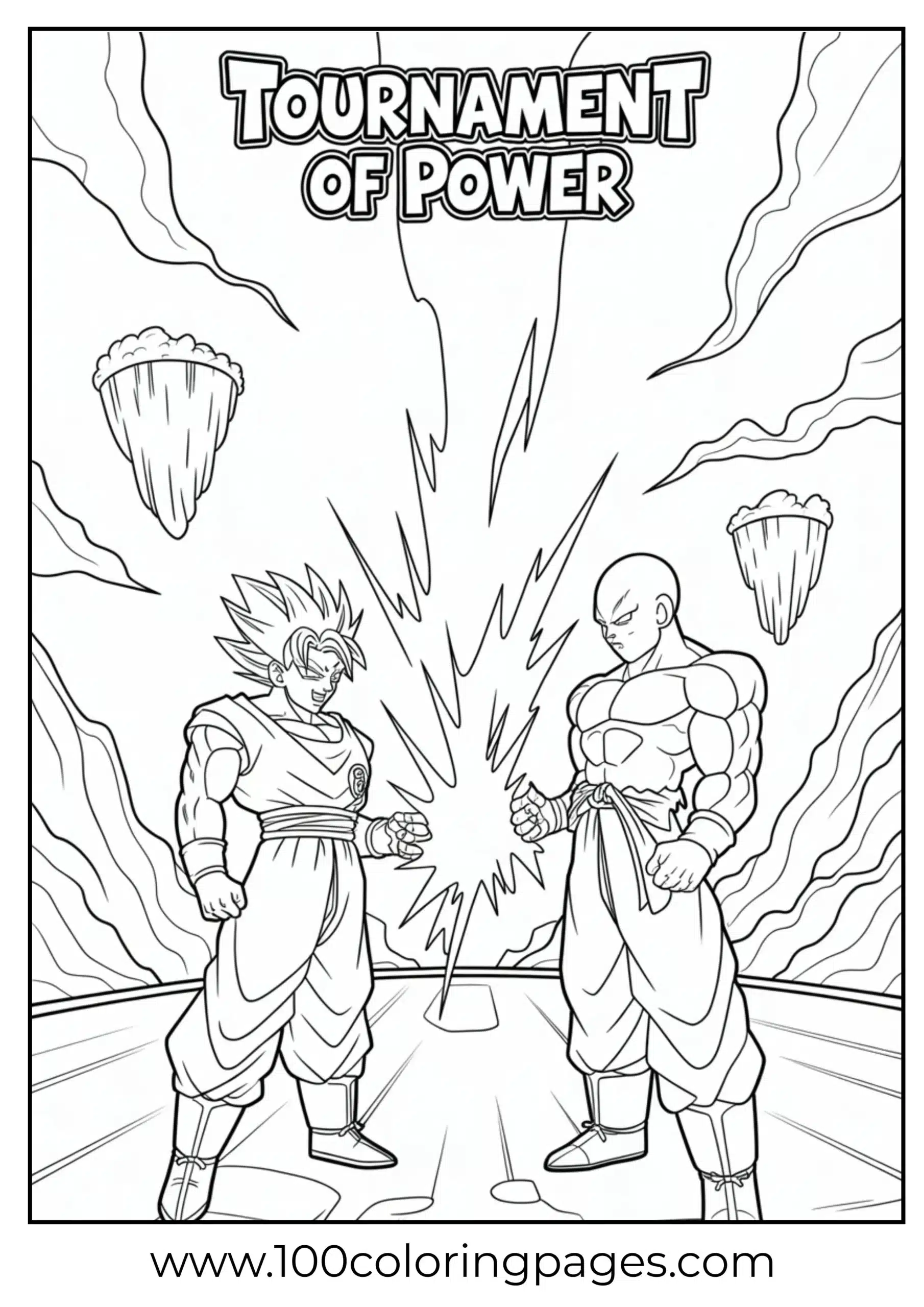 Goku vs Jiren duel coloring page