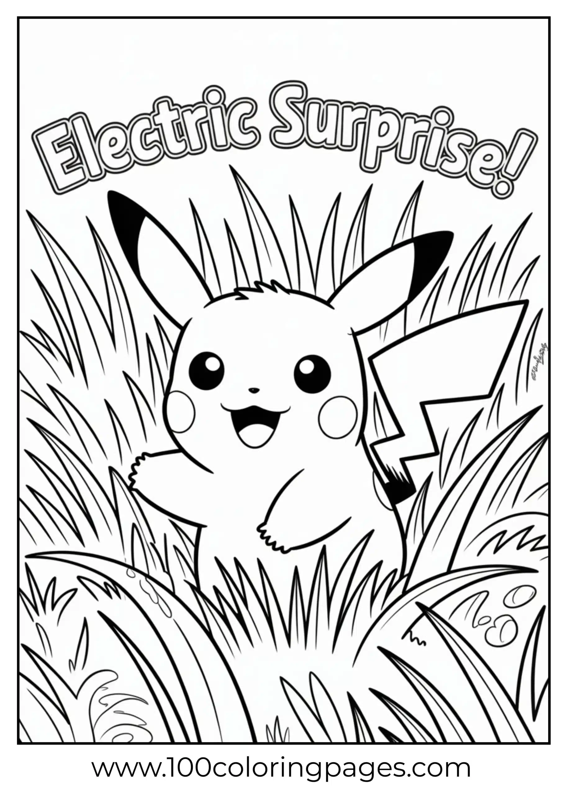Pikachu hiding in tall grass