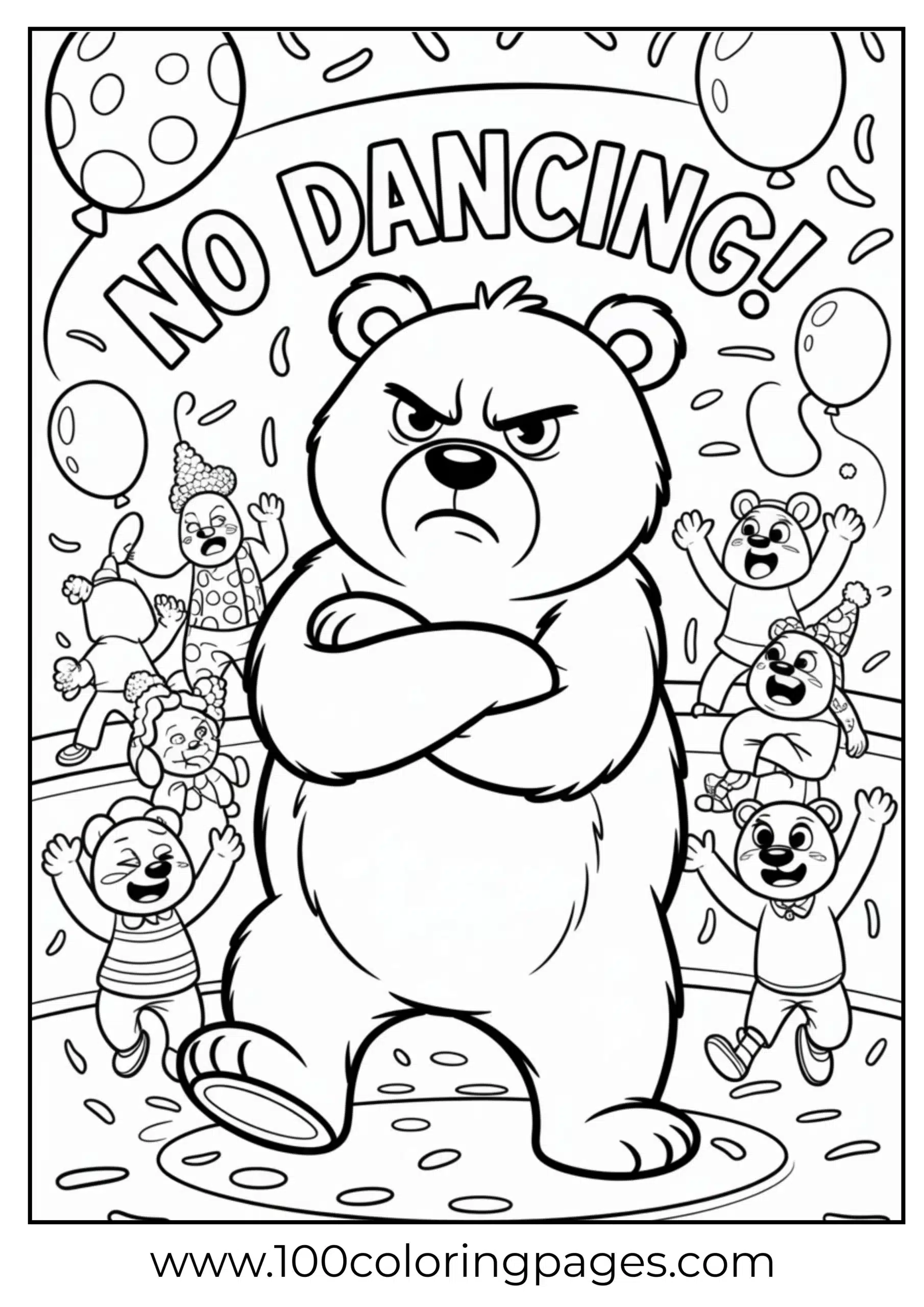 Grumpy Bear at a party coloring page