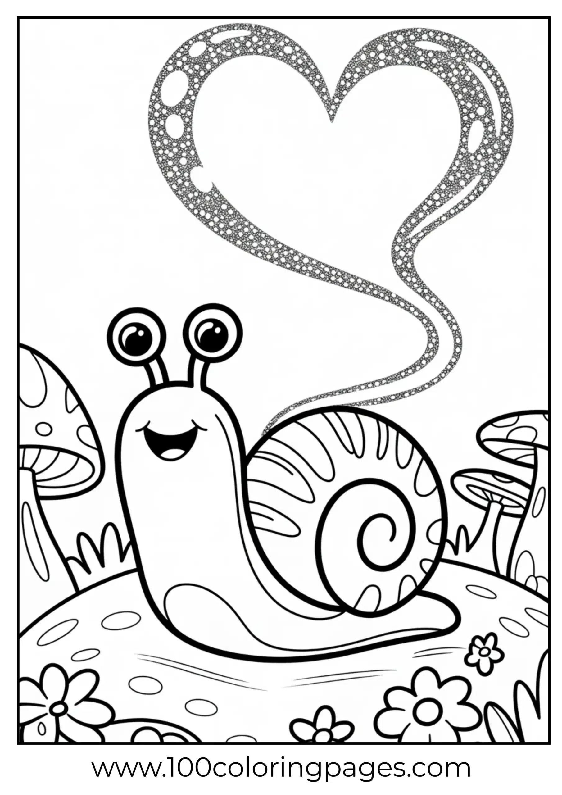 Gary the snail leaving heart-shaped slime path