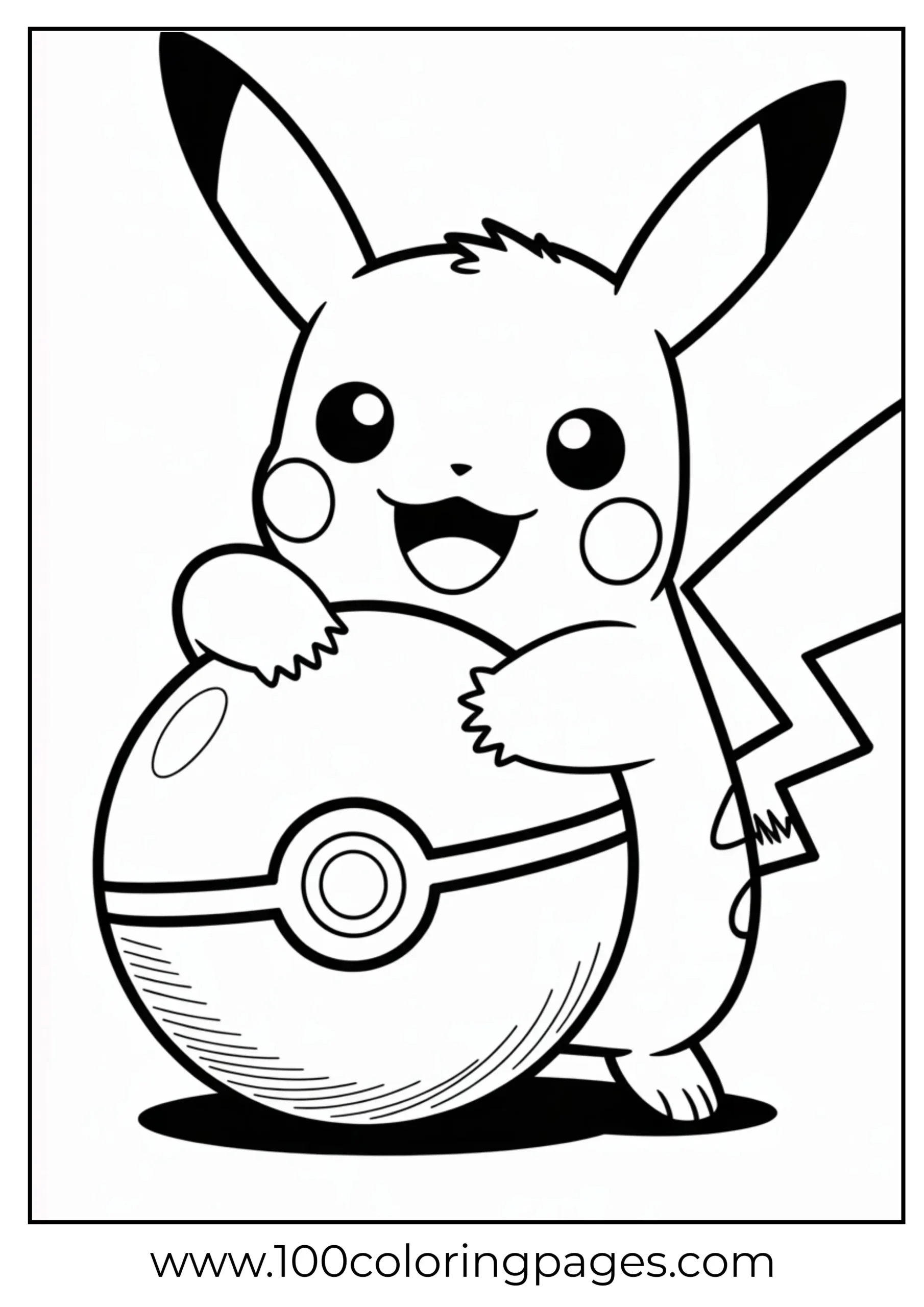 Pikachu hugging Pokéball lovingly