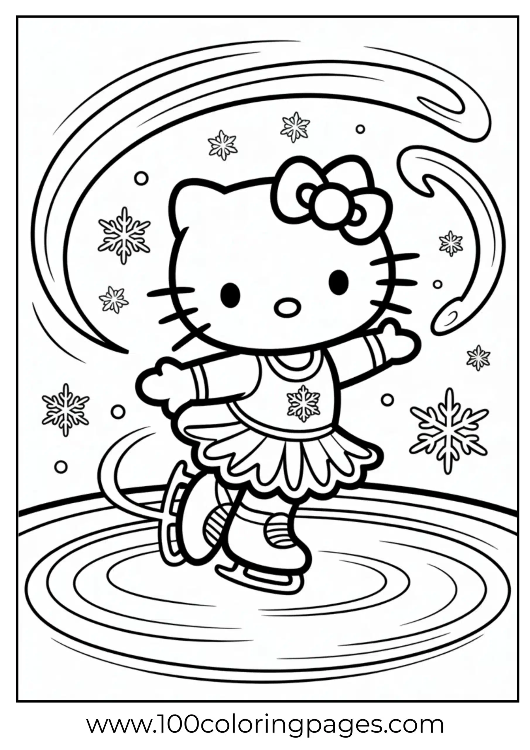 Hello Kitty ice dancing coloring page