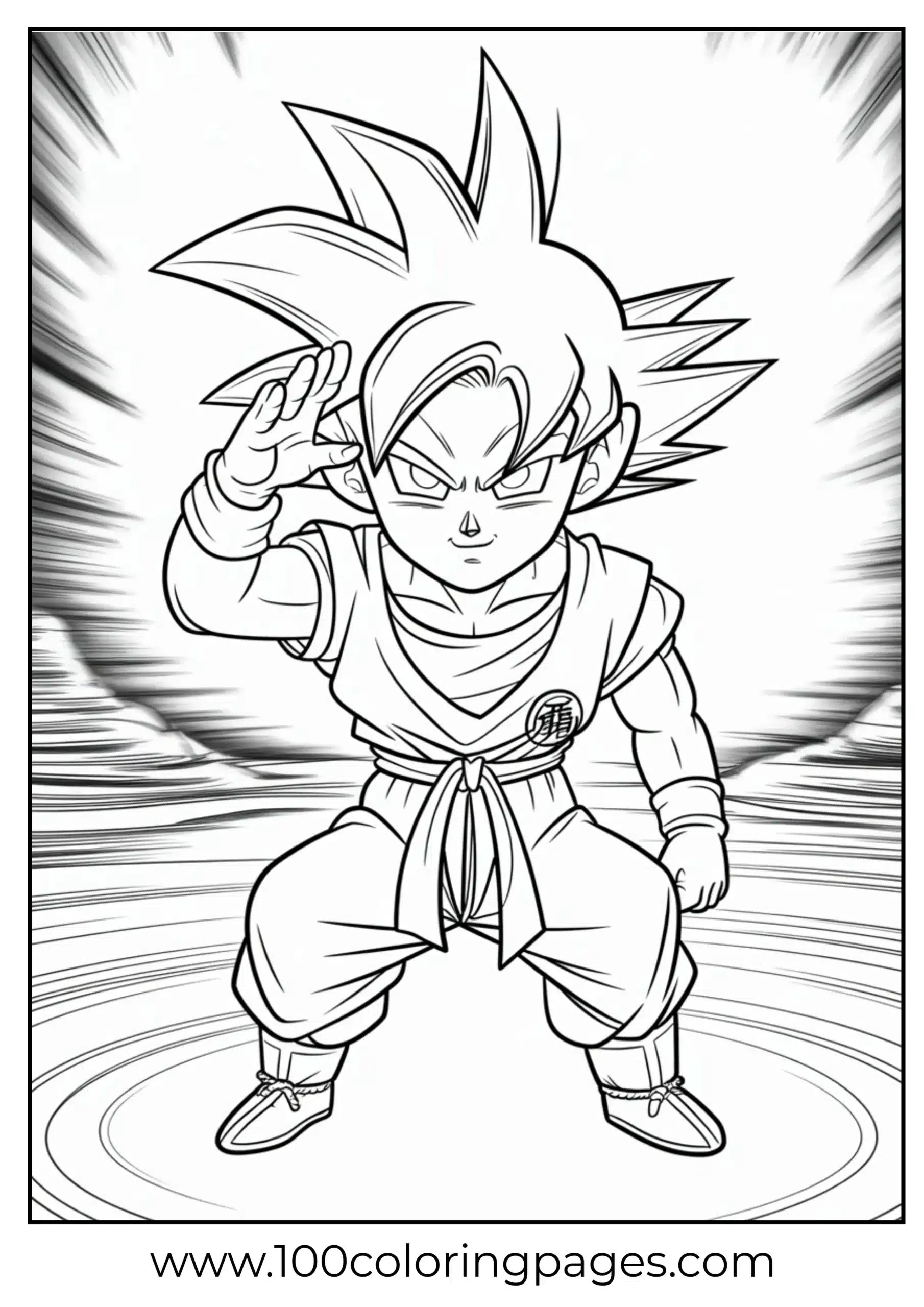 Goku readying Instant Transmission coloring page