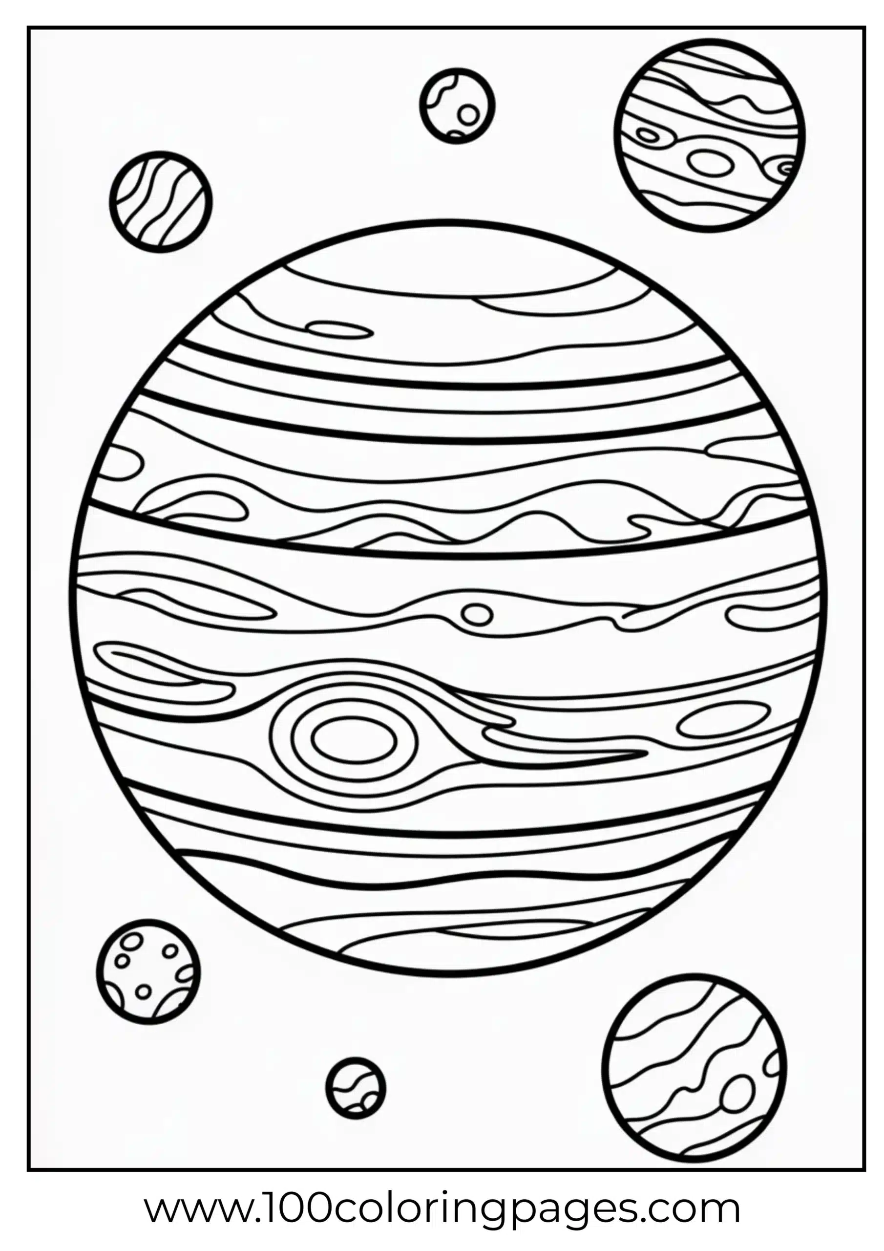 Jupiter bands and moons coloring page