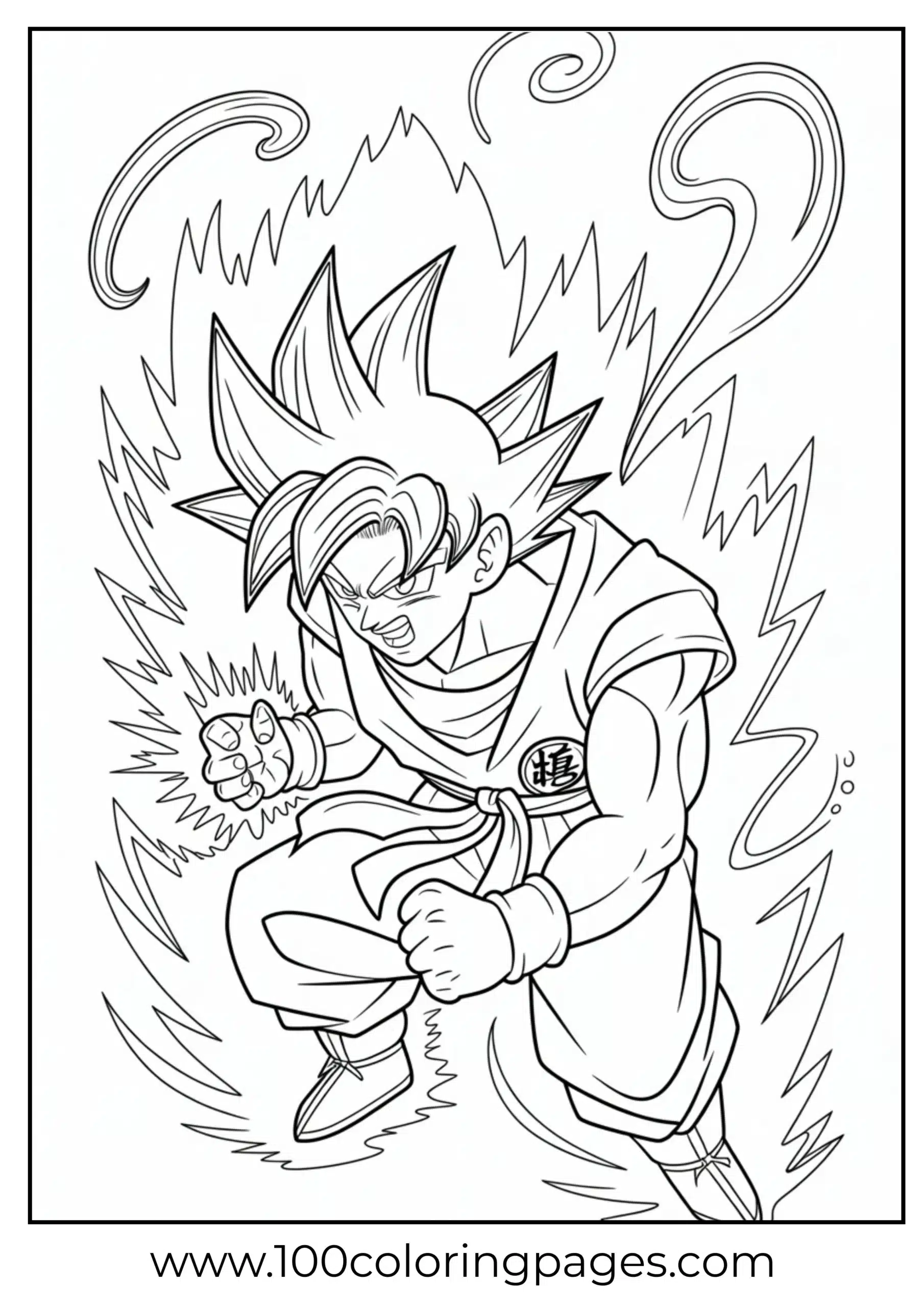 Goku powering with Kai aura coloring page