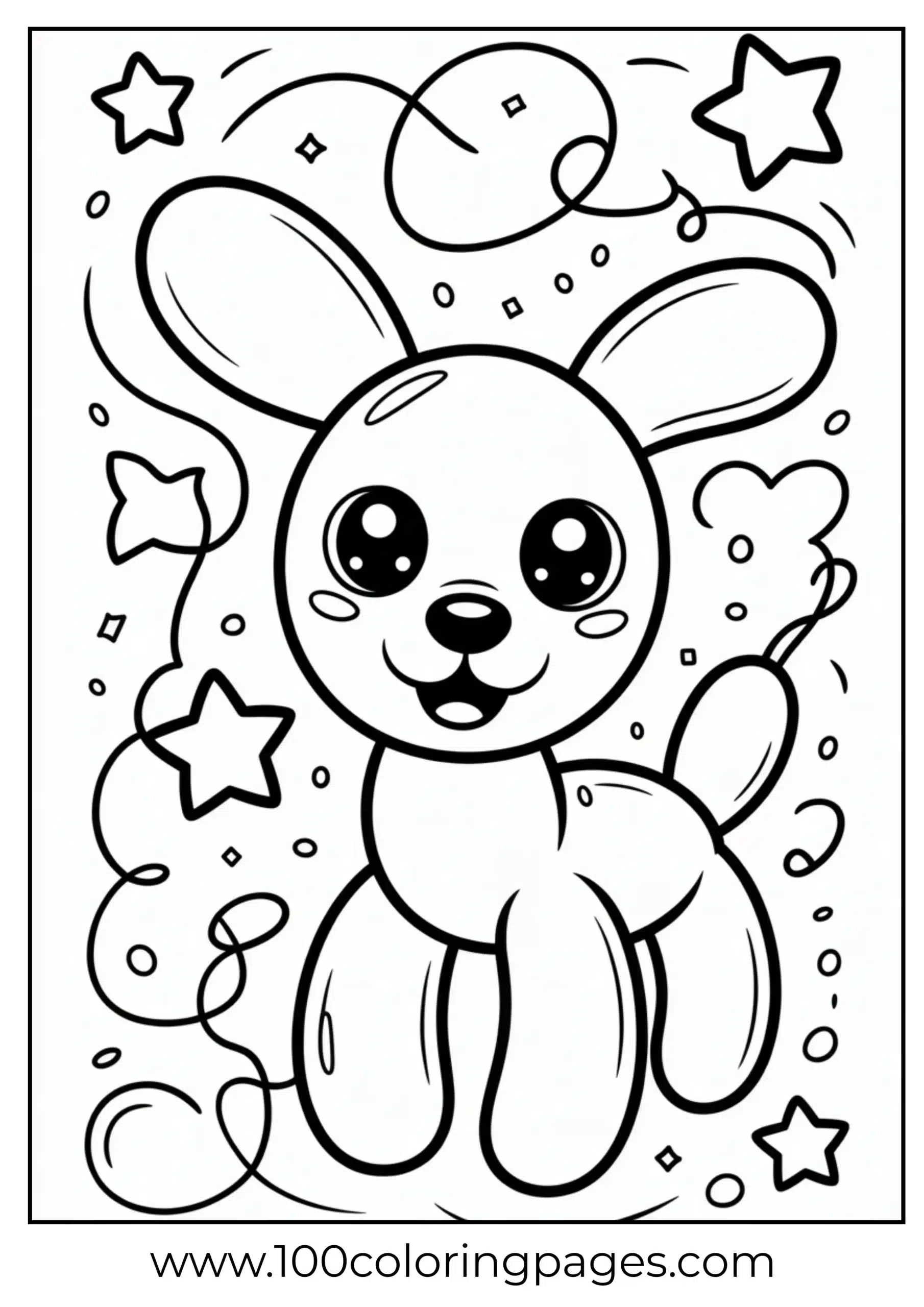 Balloon dog with sparkles coloring page