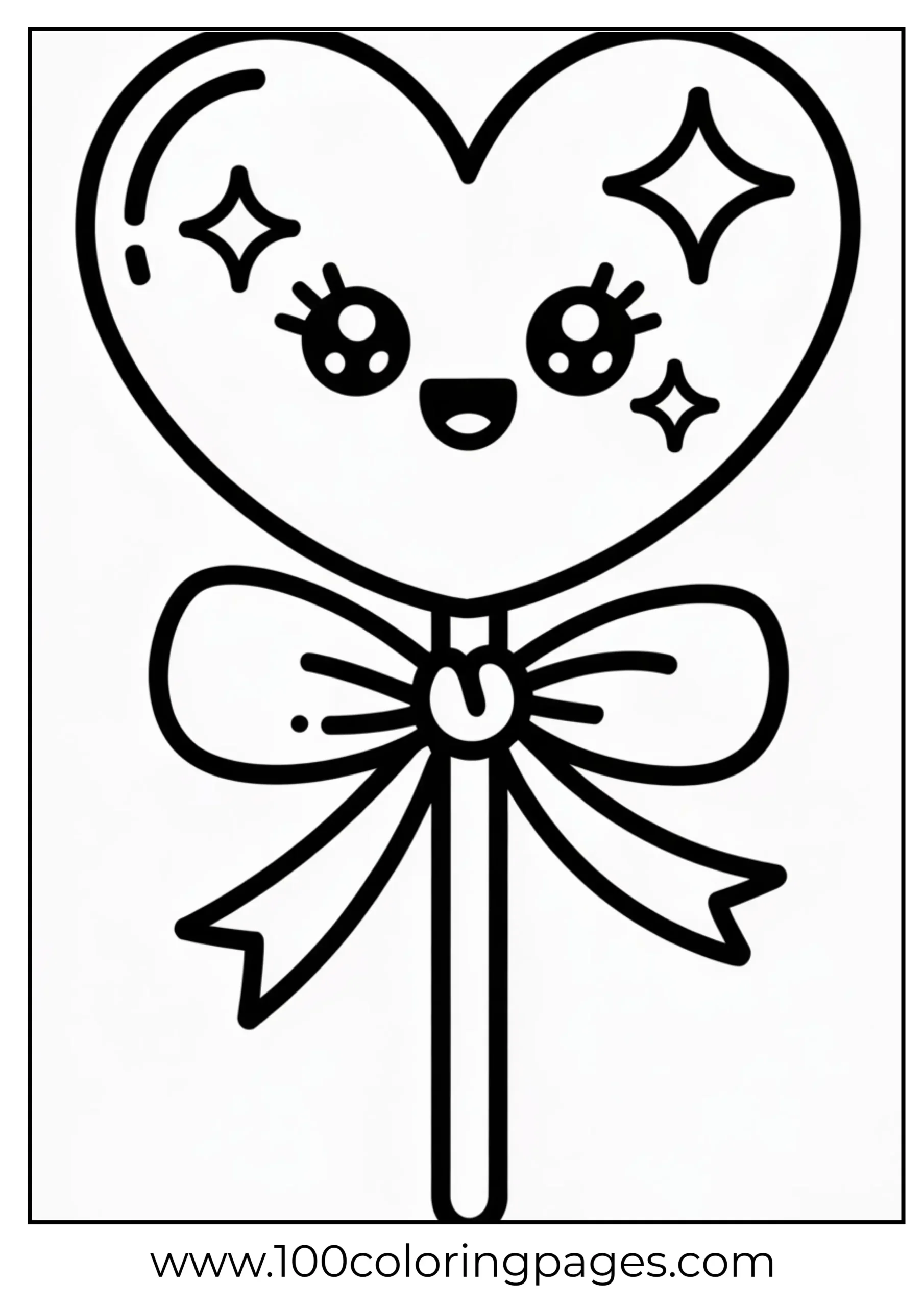 Smiling heart lollipop coloring page