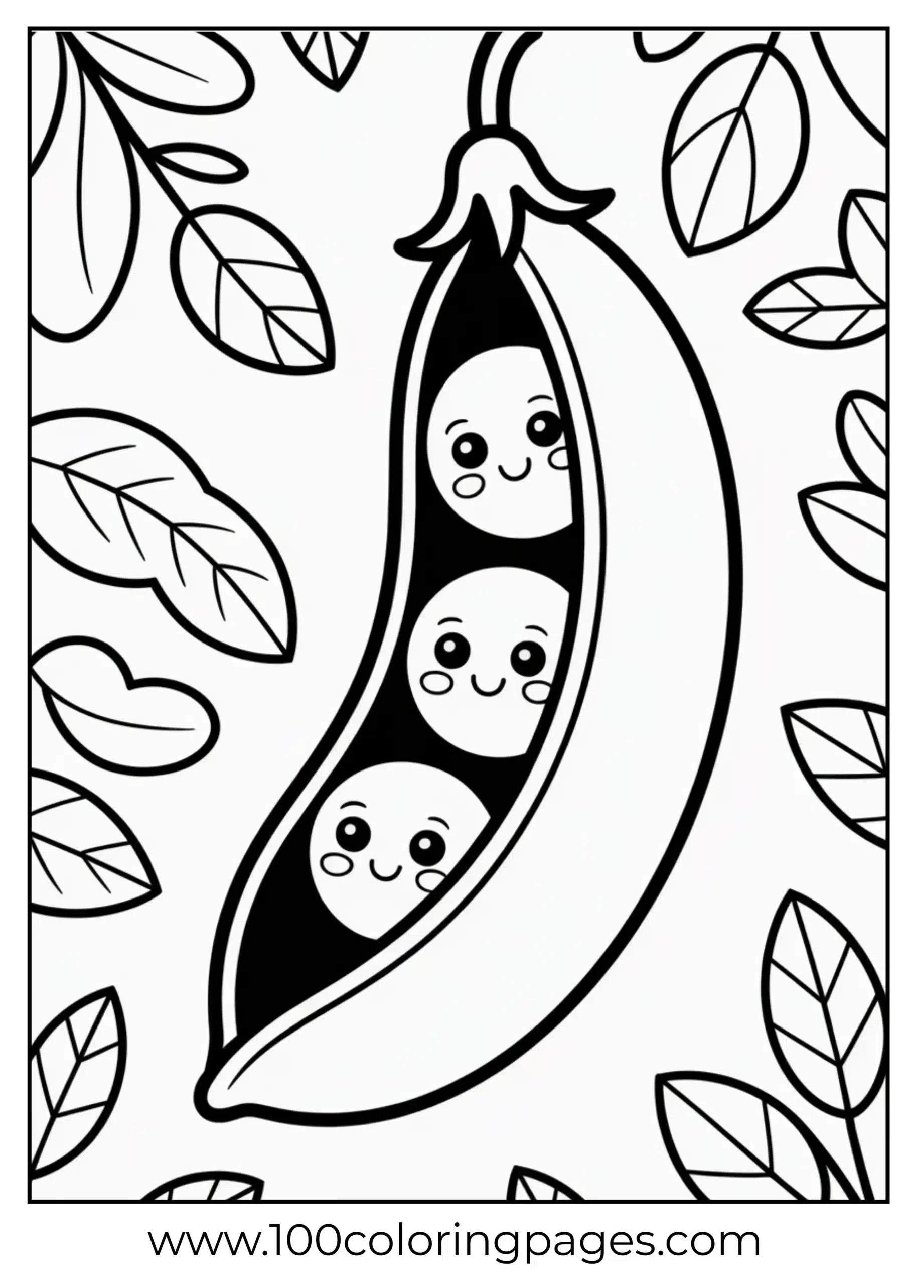 Peas in pod smiling together coloring page