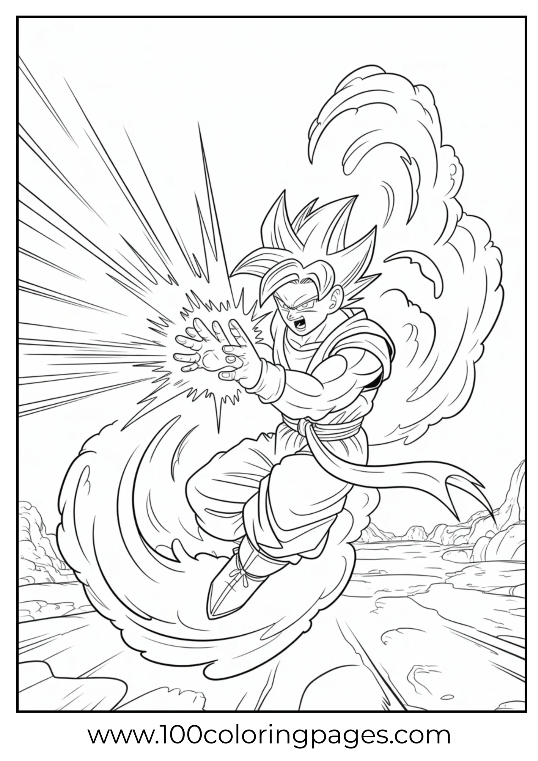 Goku launching ki blasts coloring page