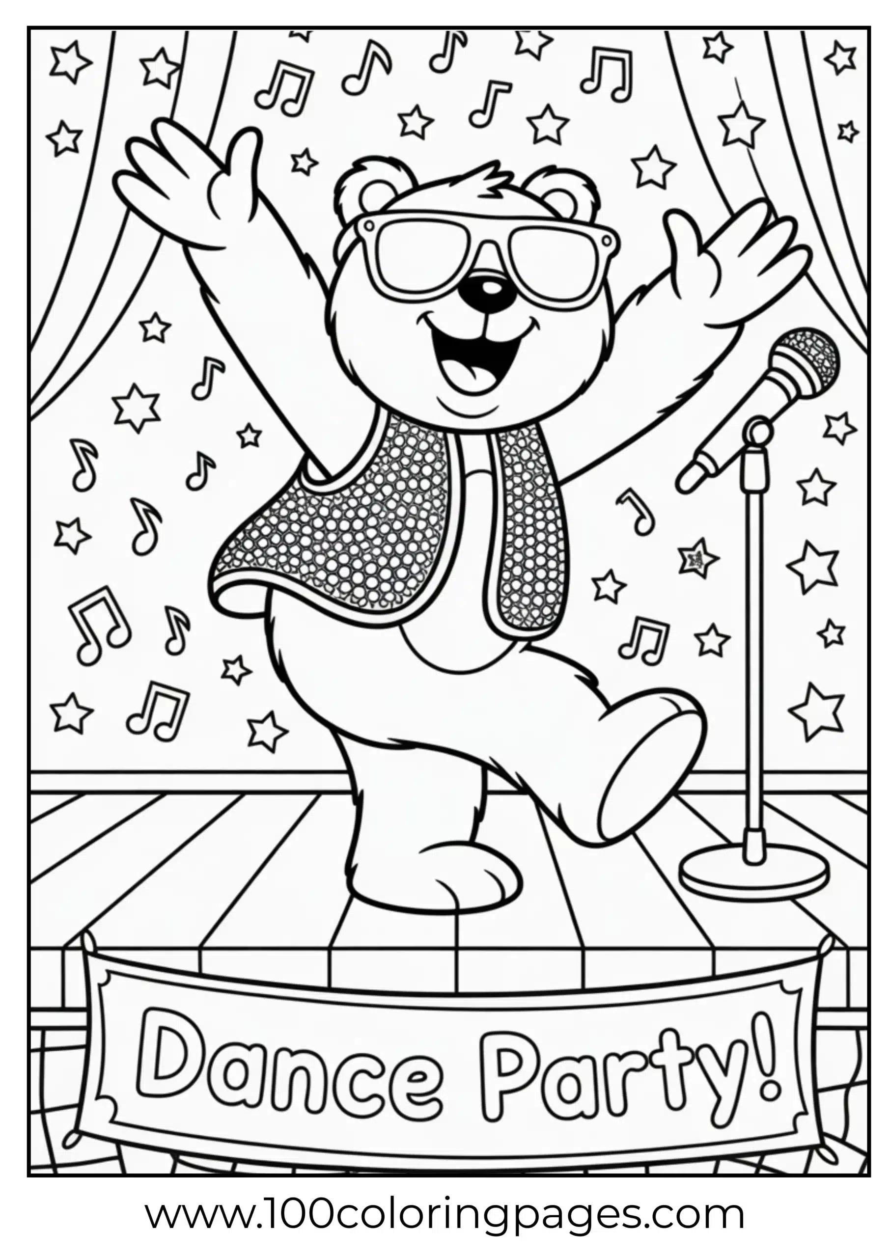 Laugh-A-Lot Bear performing coloring page