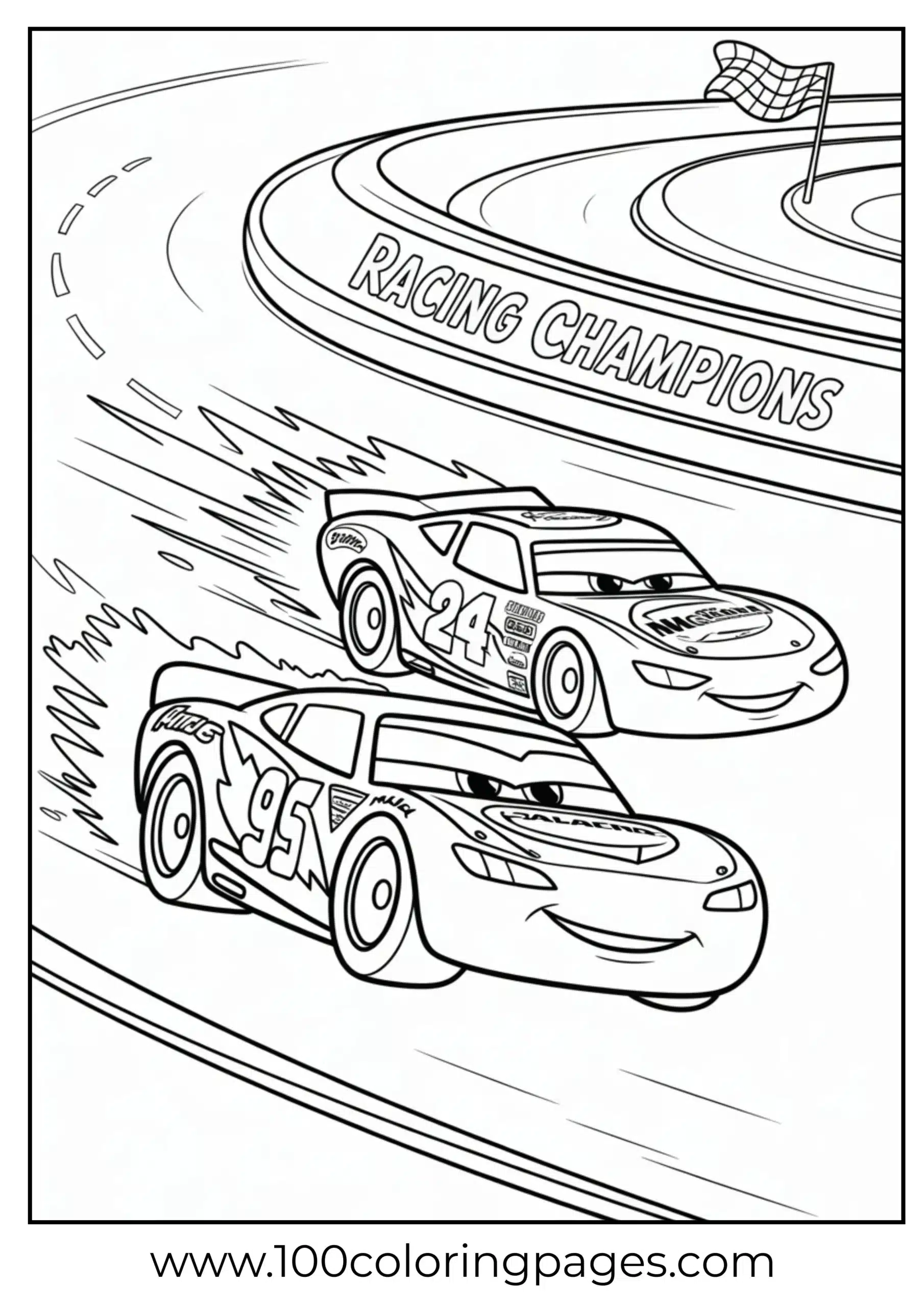 Lightning McQueen racing Cruz Ramirez coloring page