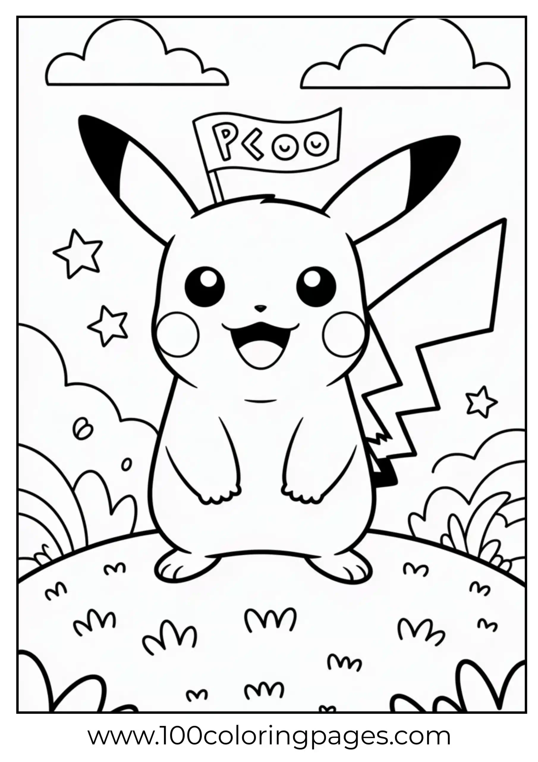 Pikachu standing proud with lightning tail