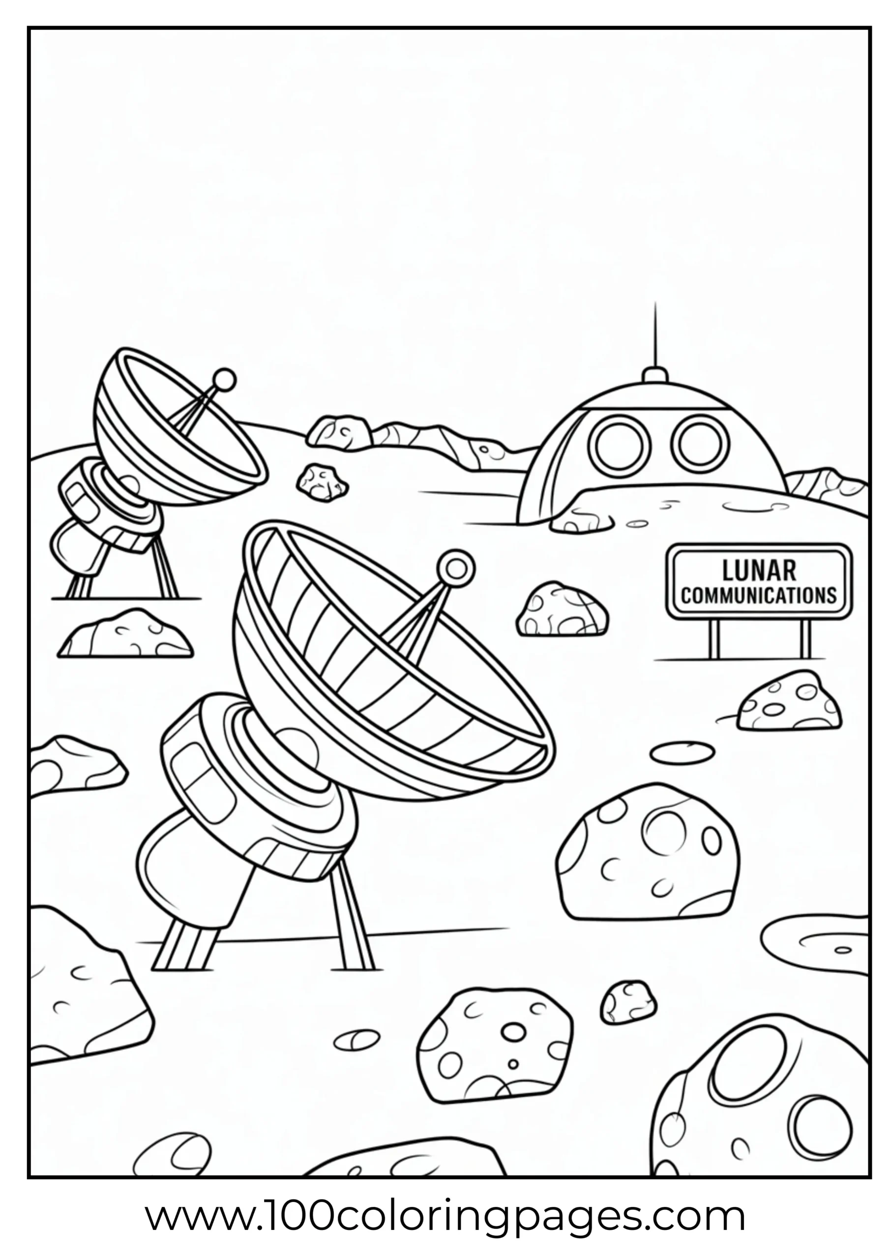Moon communication base coloring page