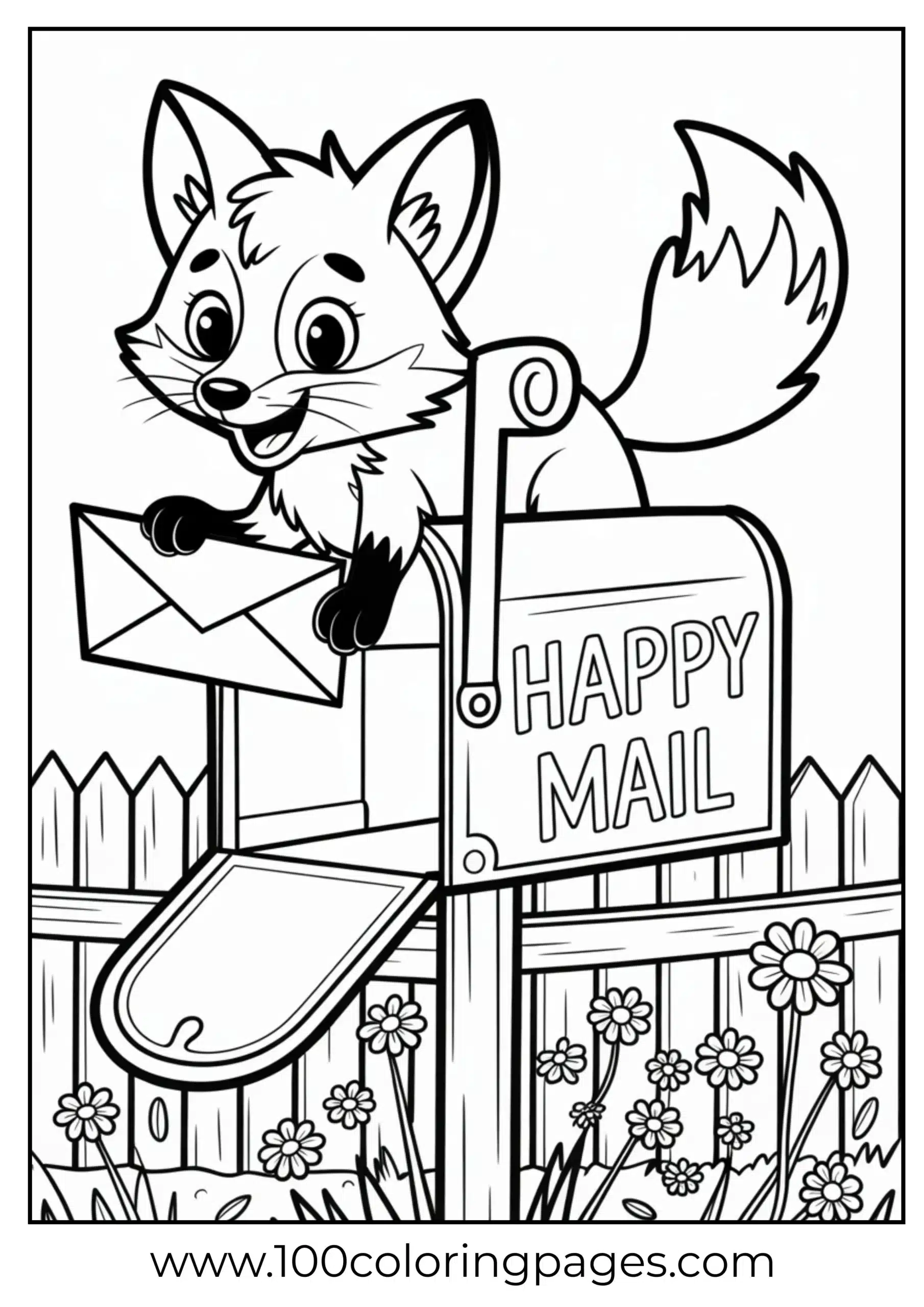 Fox delivering mail from open box