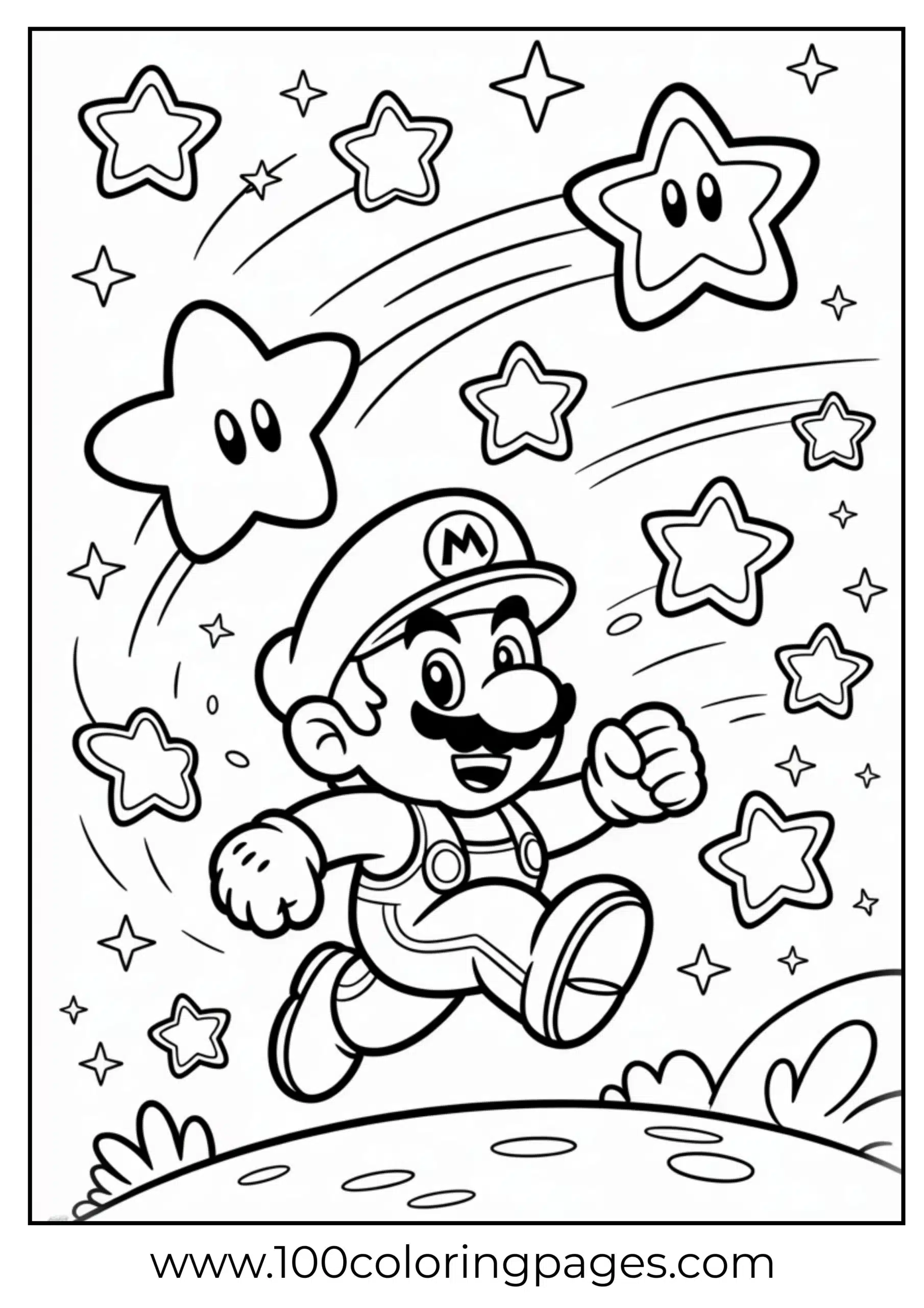 Mario running in star world with floating elements to color