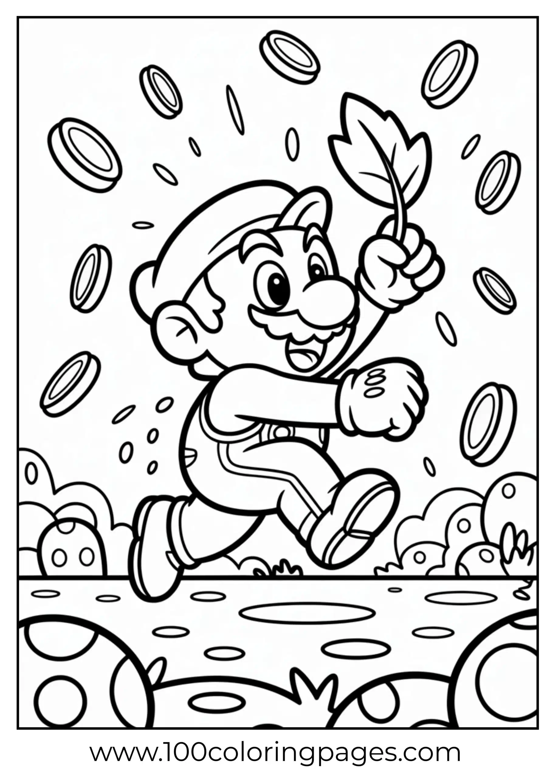 Mario running with a leaf power-up in hand