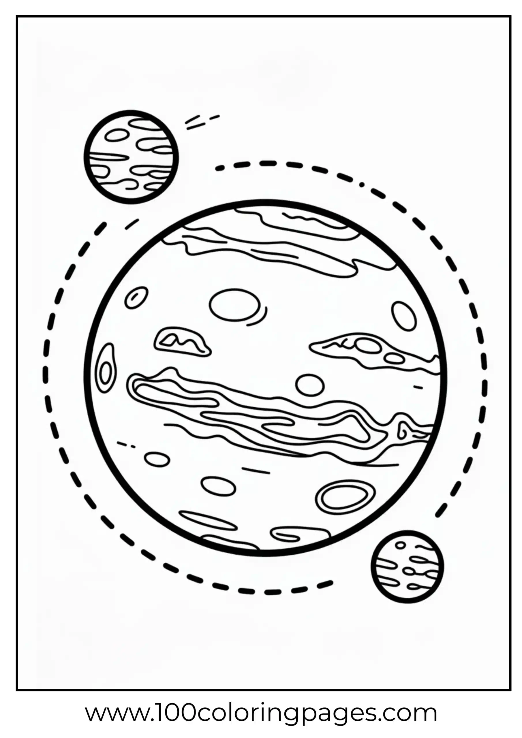 Mars and moons coloring page