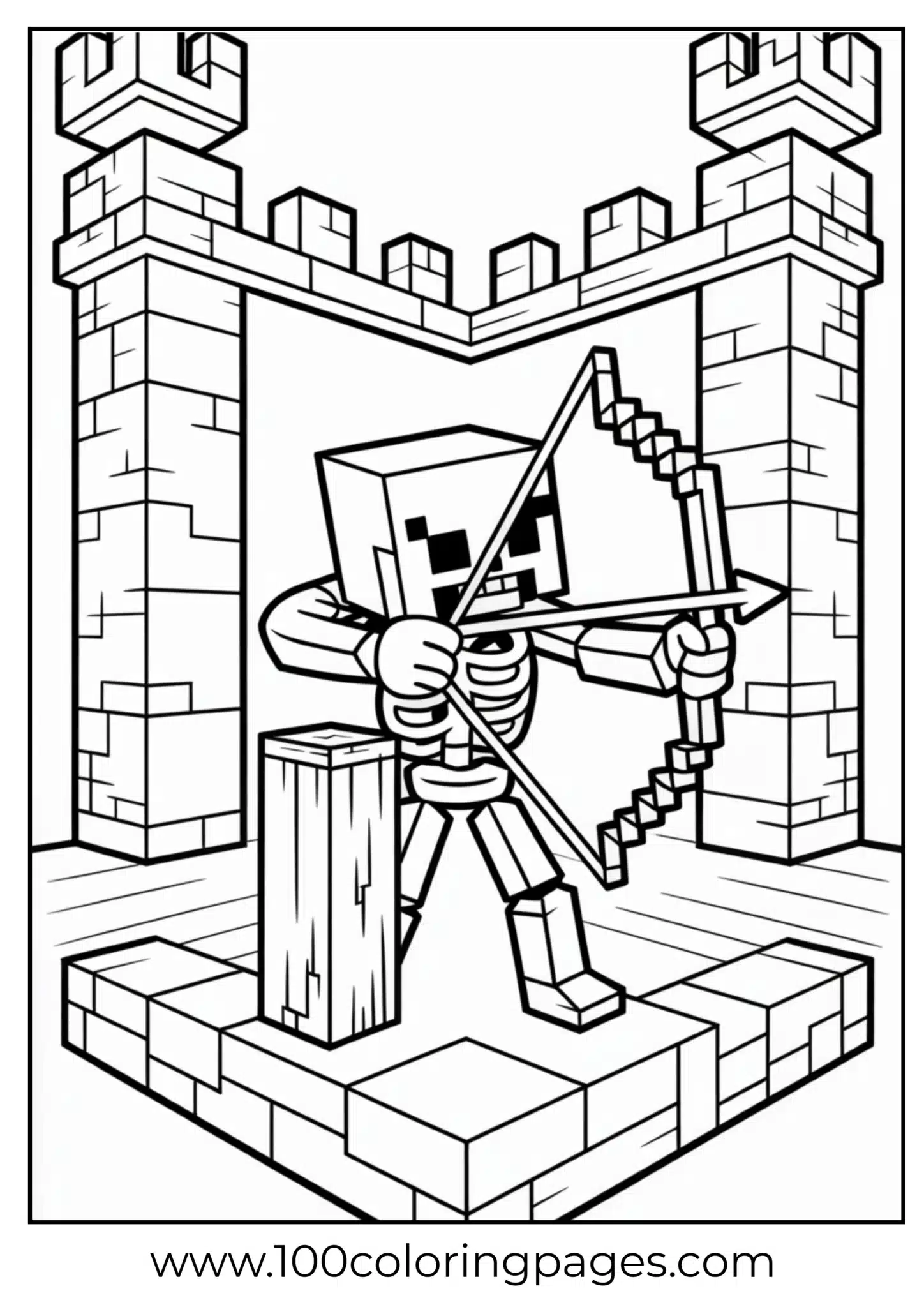 Minecraft style archer drawing in a castle setting