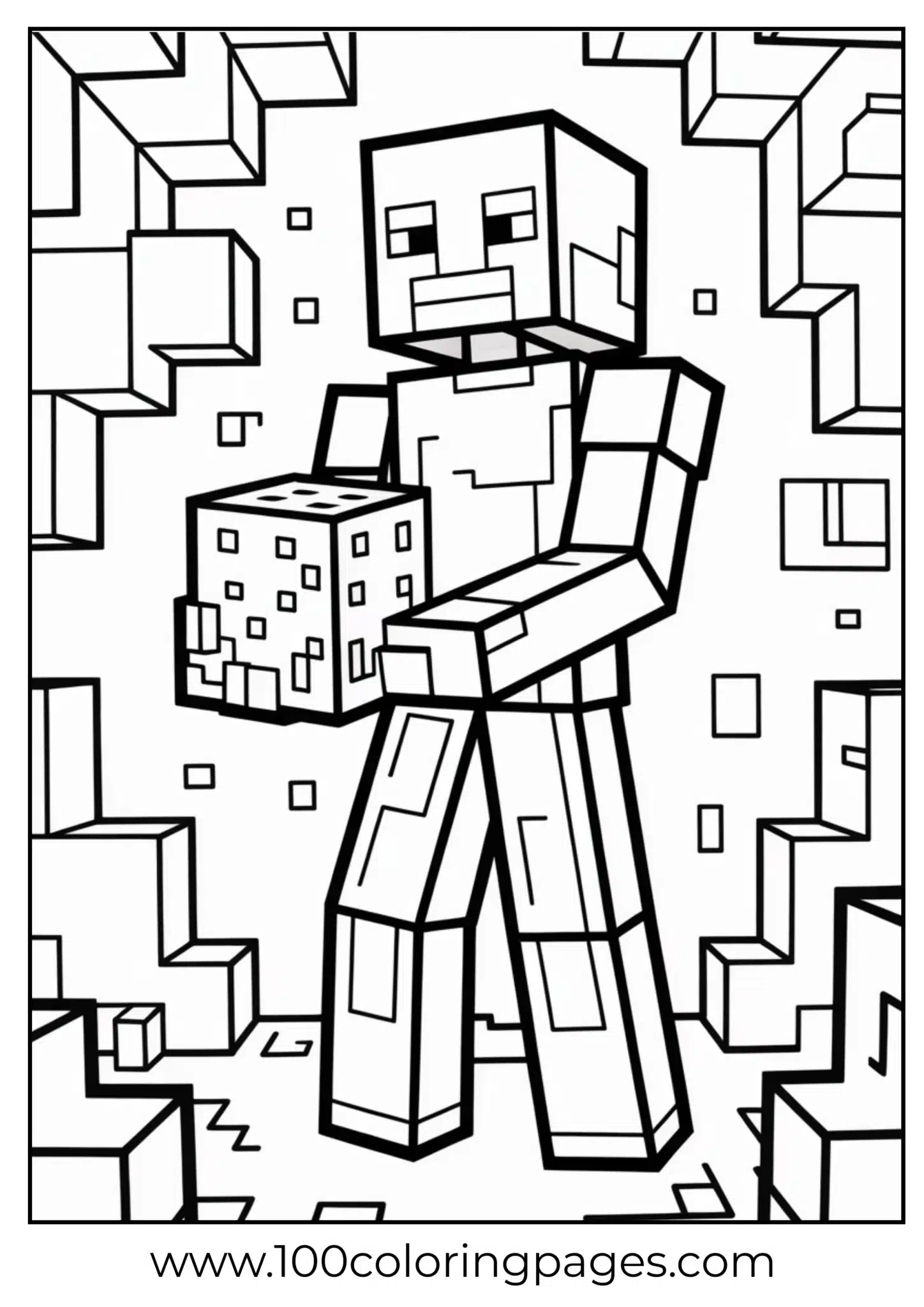 Minecraft Steve with geometric background coloring page