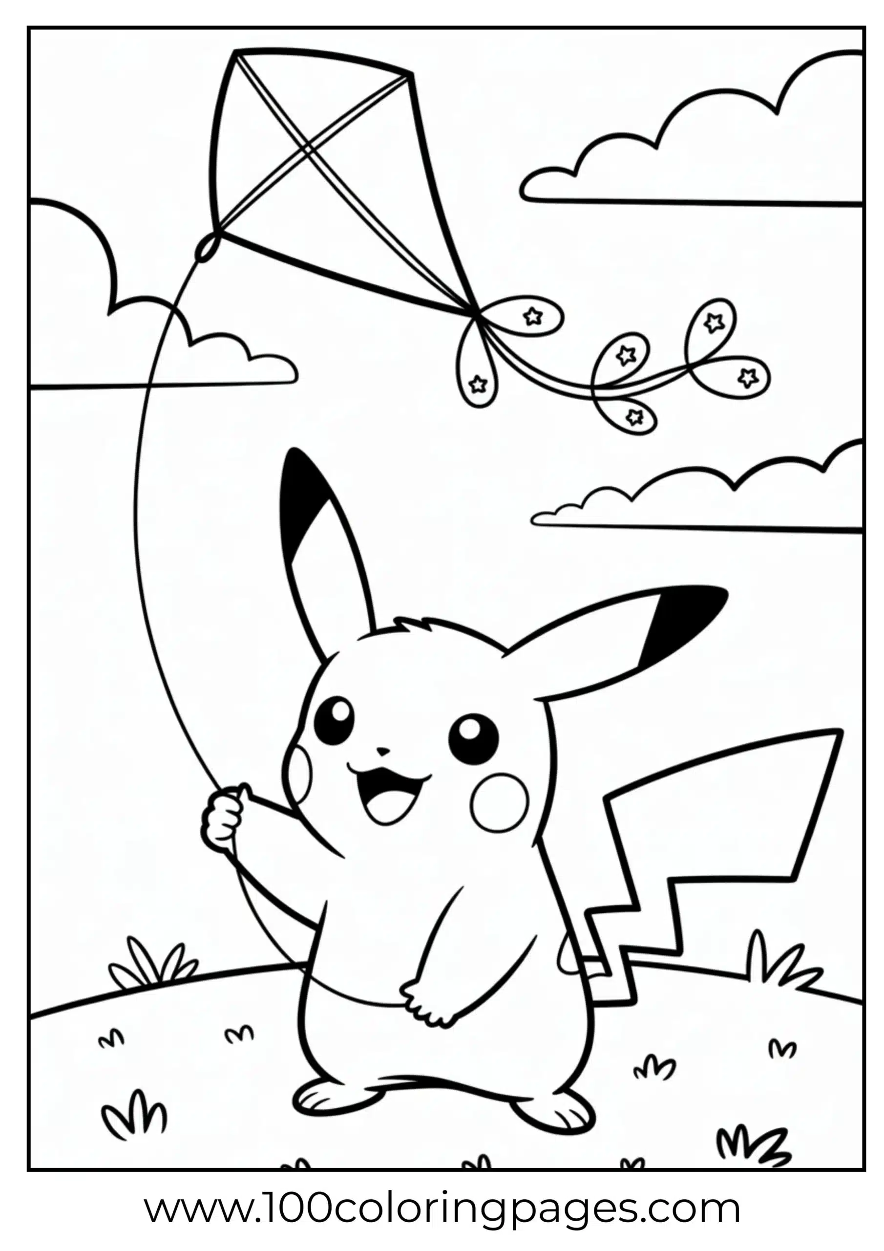 Pikachu flying kite in sky