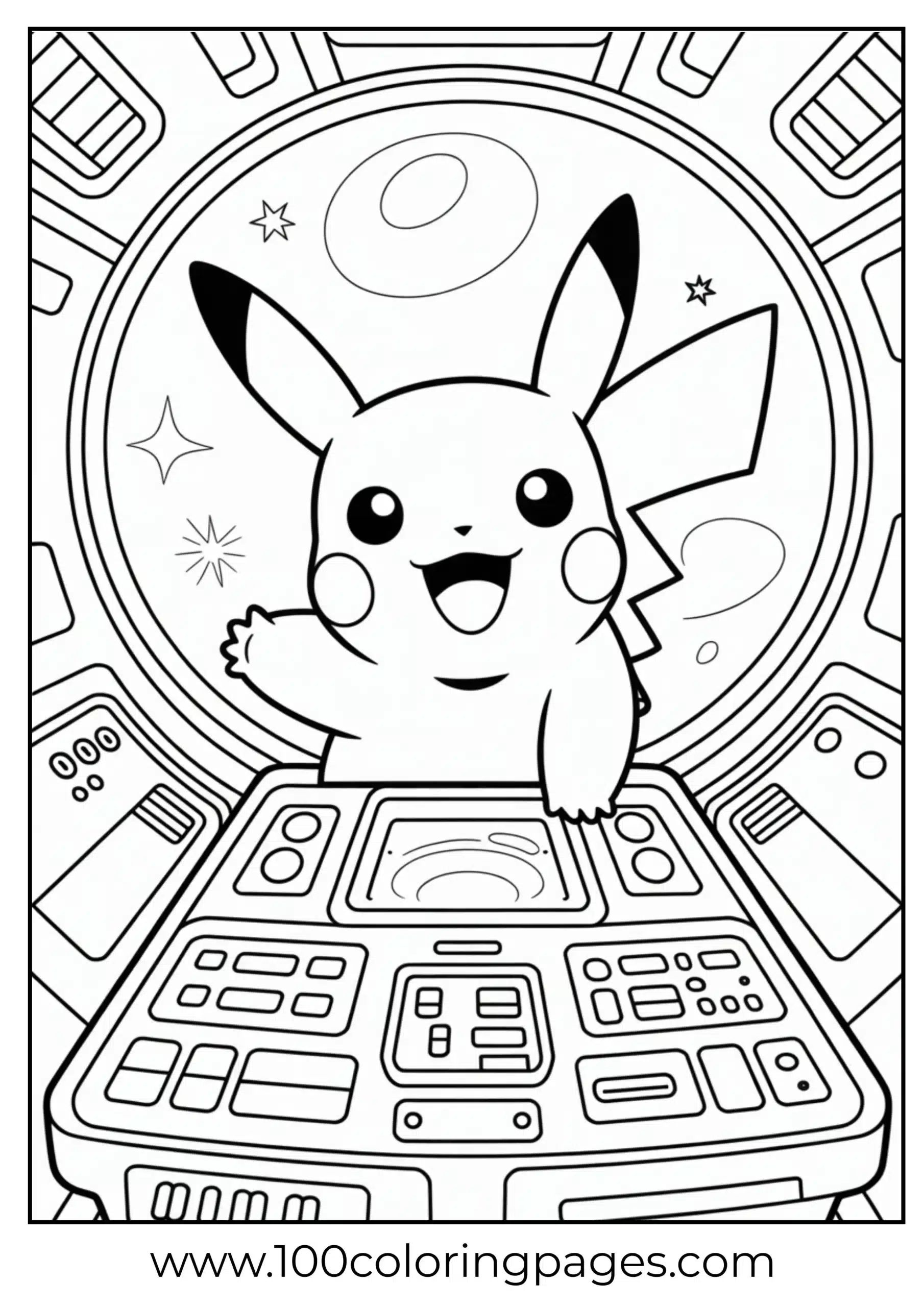 Pikachu flying spaceship from control room
