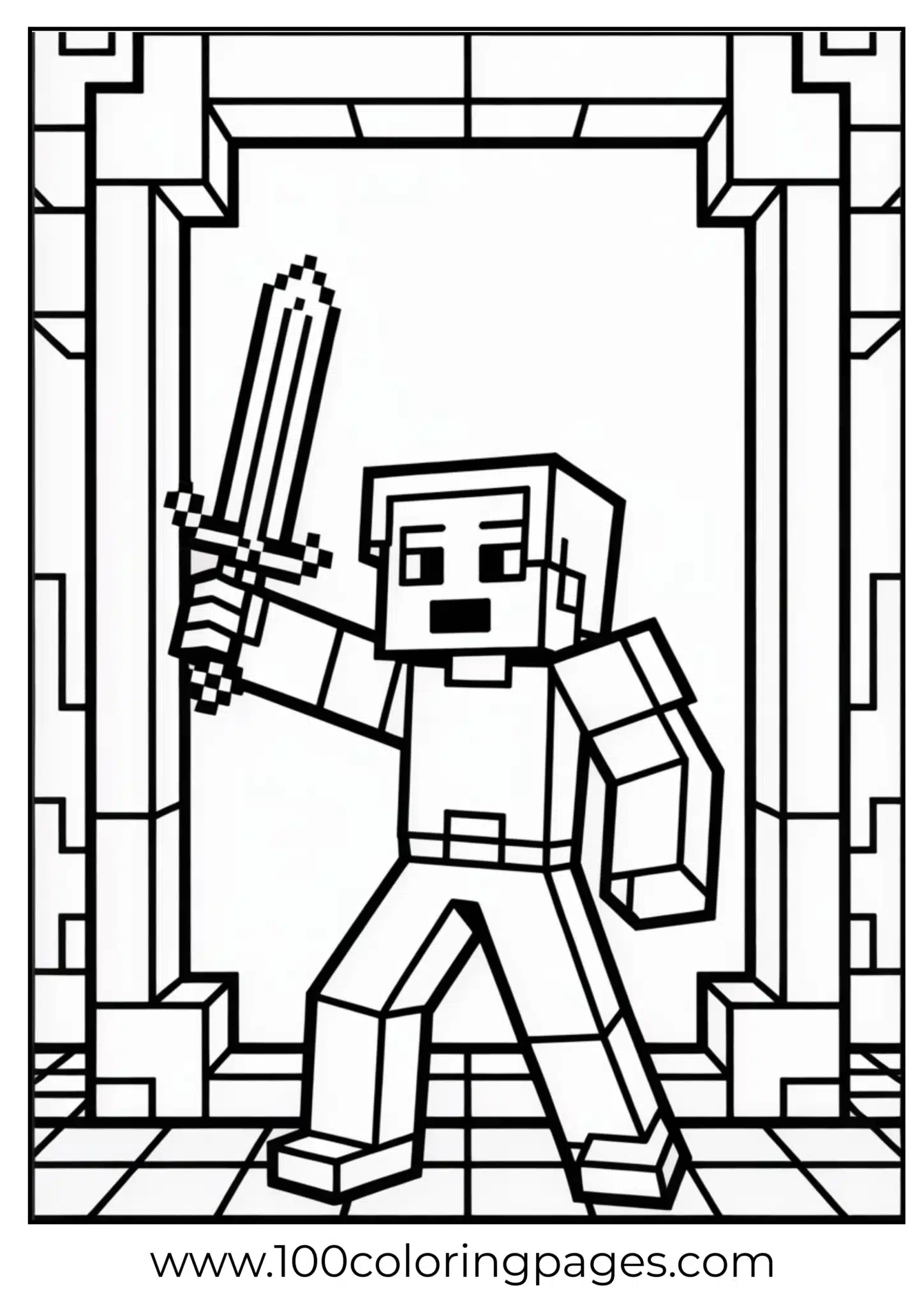 Pixelated character wielding two swords in a stylized setting