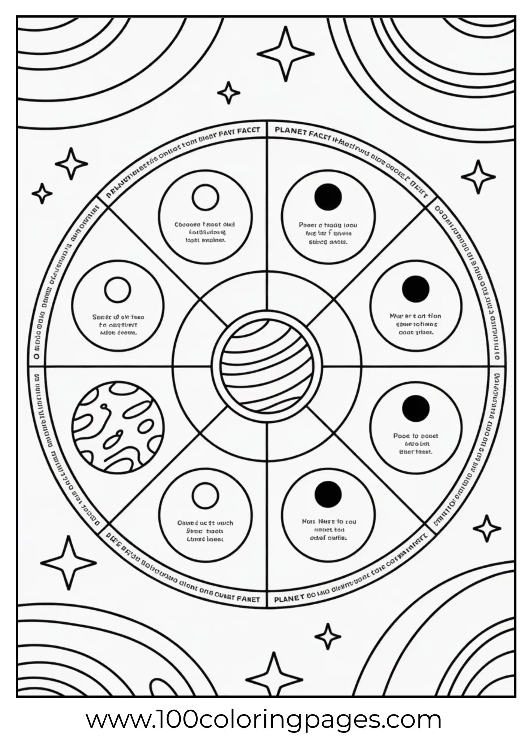 Planet fact spinner activity coloring page