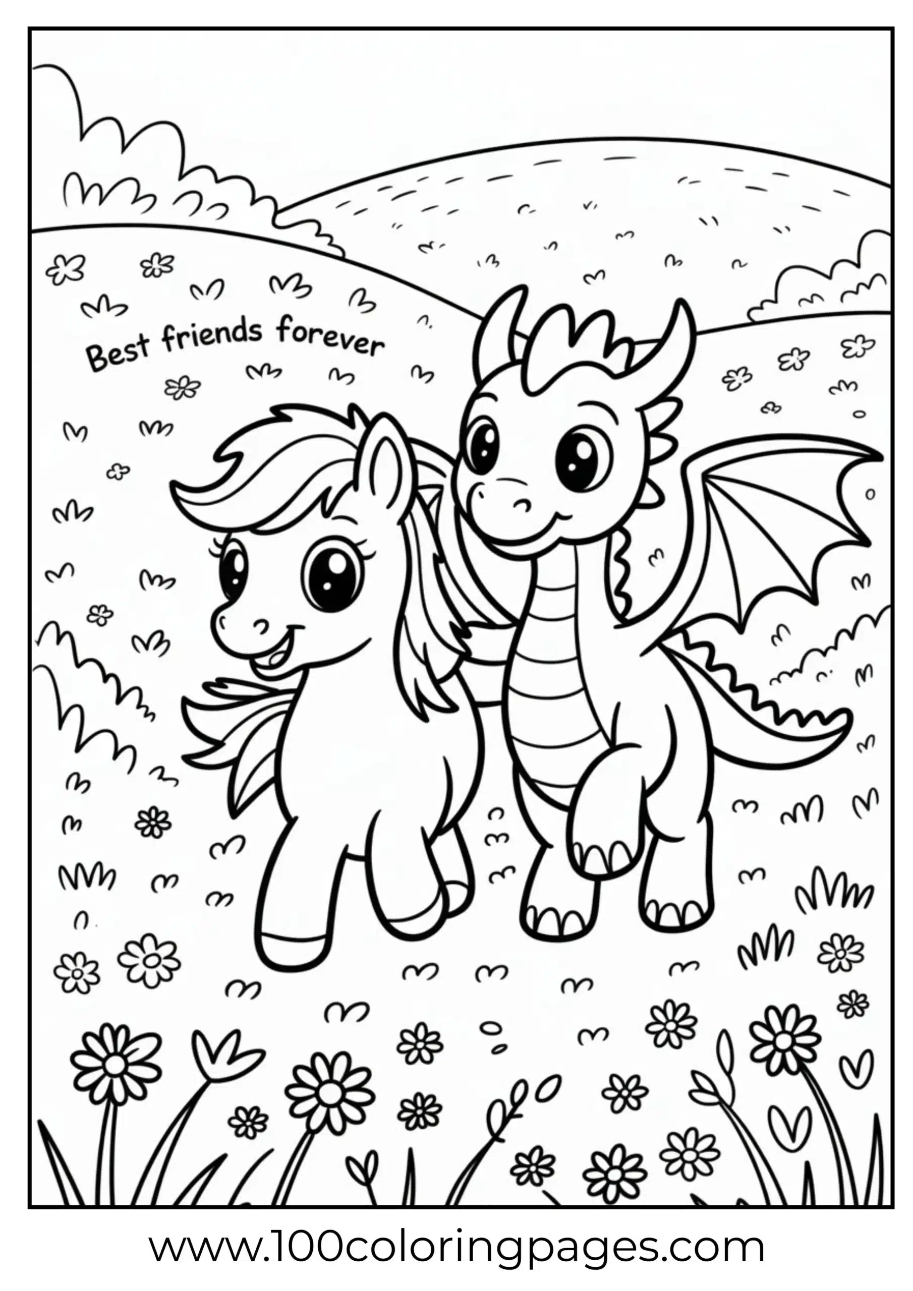 Pony walking with Spike dragon companion