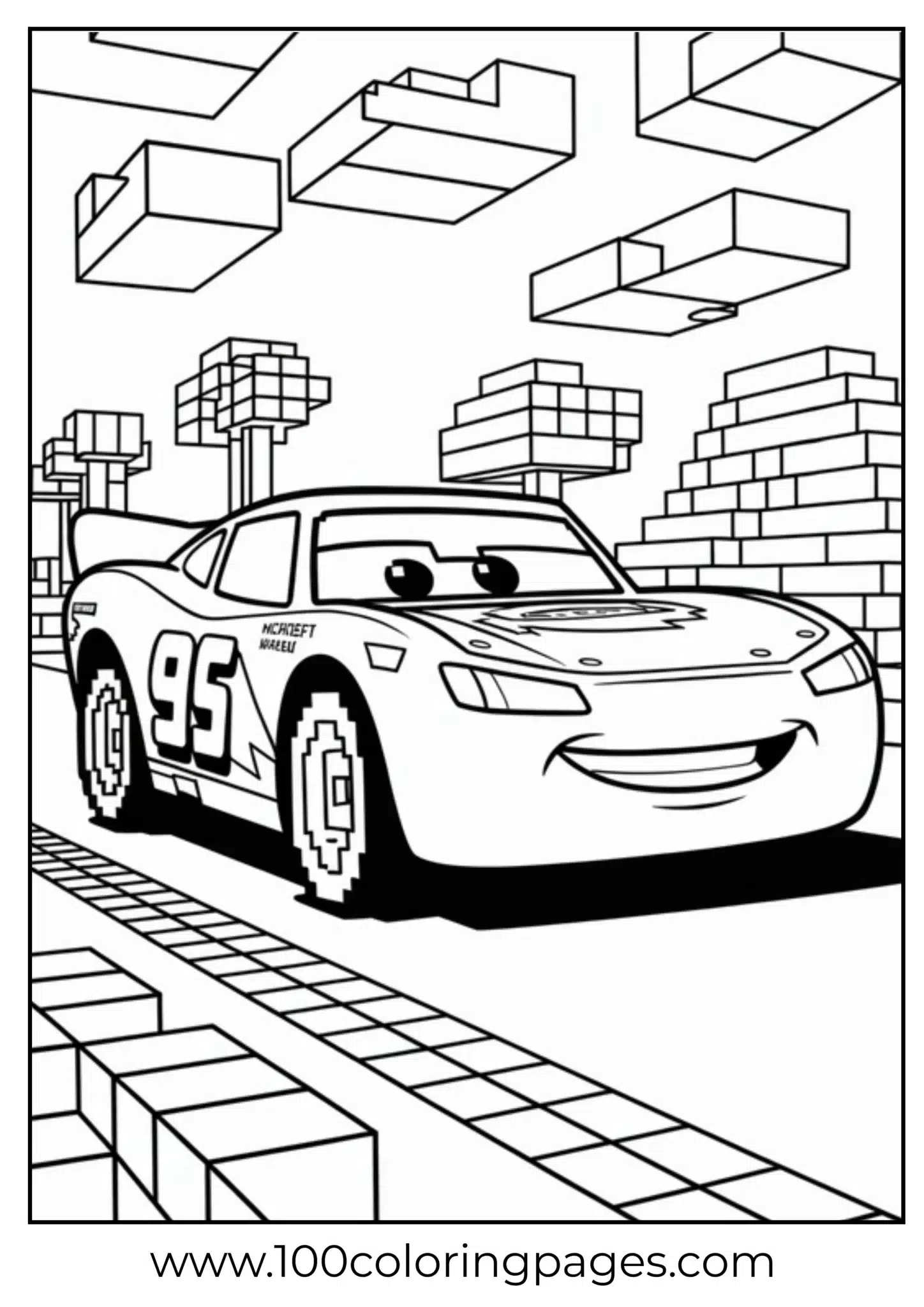 Race car with number 95 printed, on a city street layout