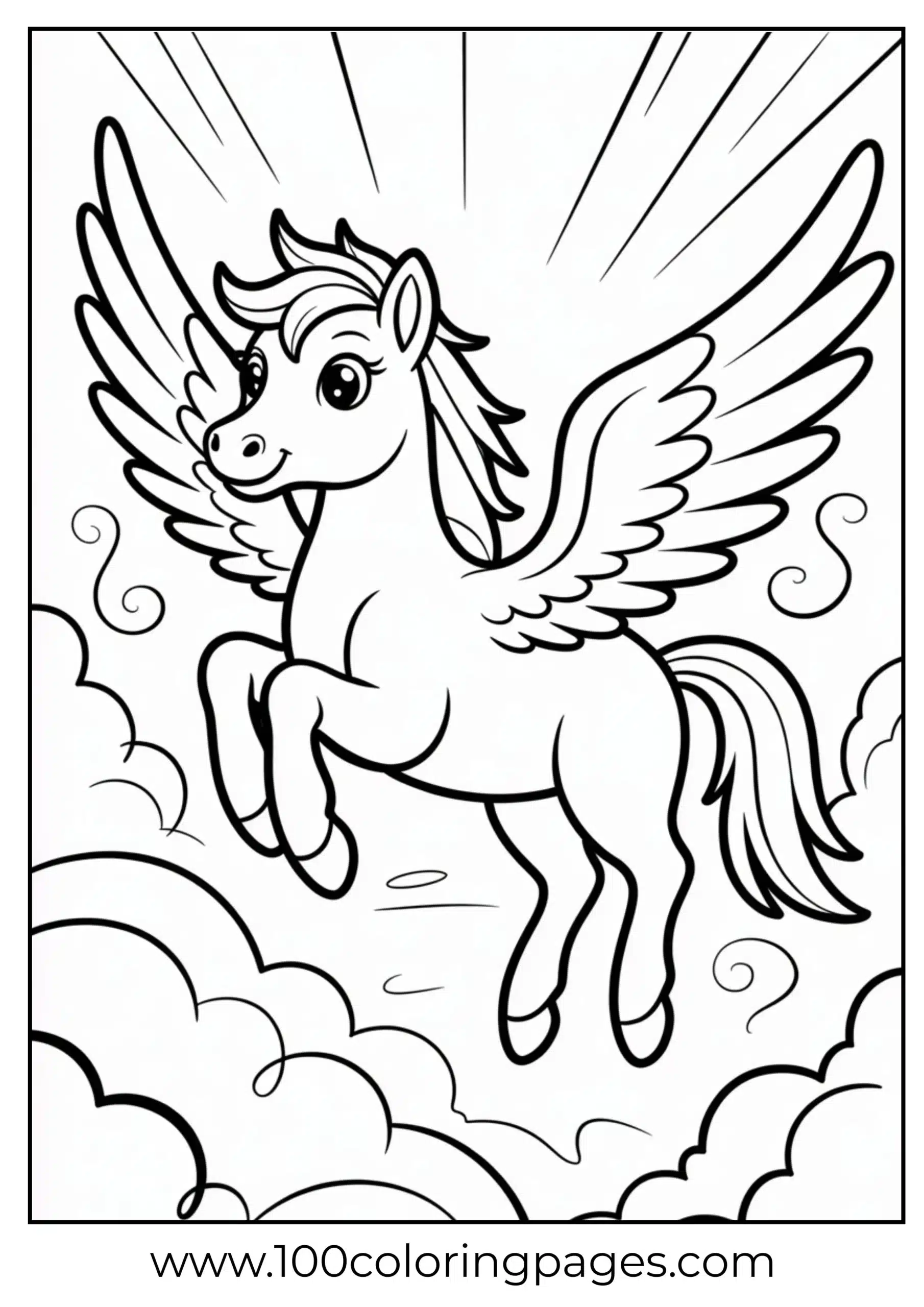 Rainbow Dash flying amid clouds