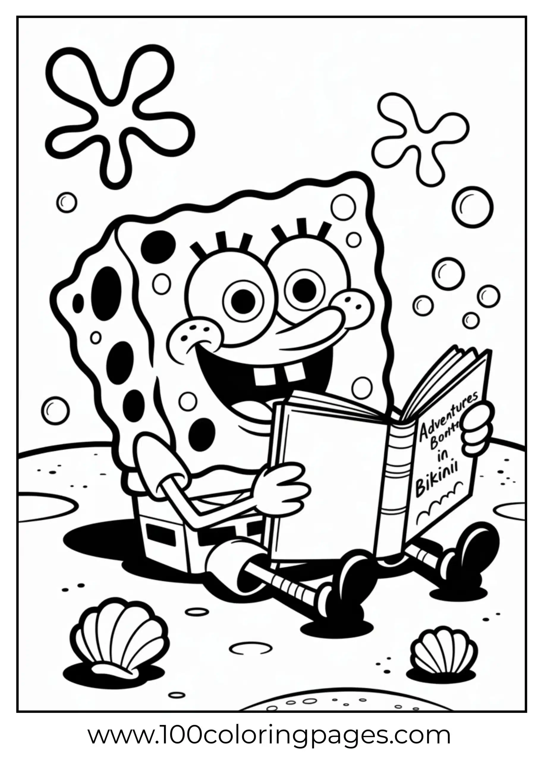 SpongeBob reading peacefully on the ocean floor