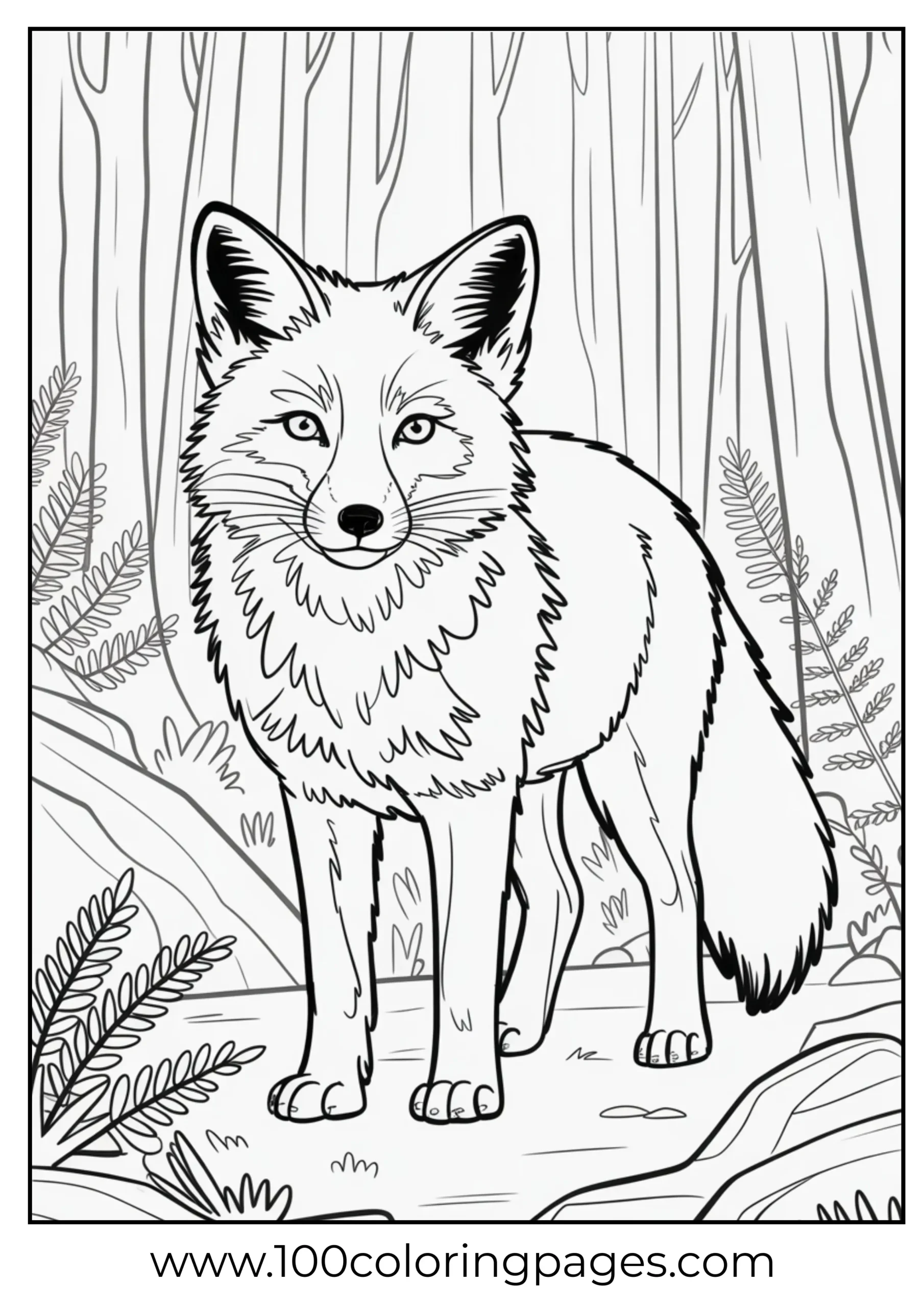 Realistic red fox standing in forest