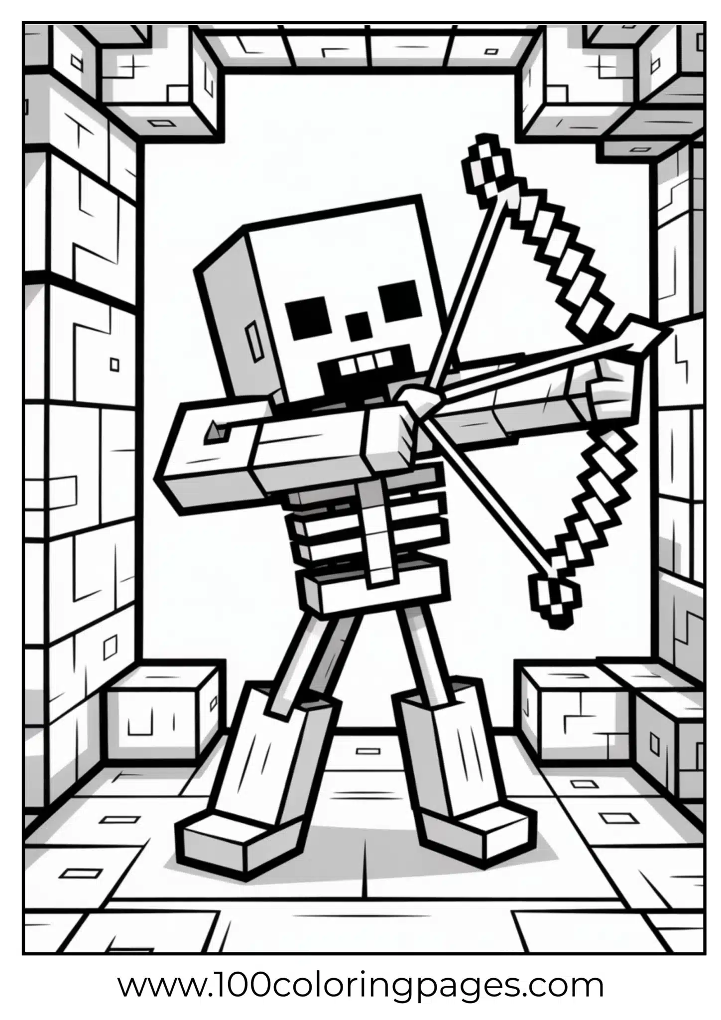 Robot archer with a bow in a maze-like setting