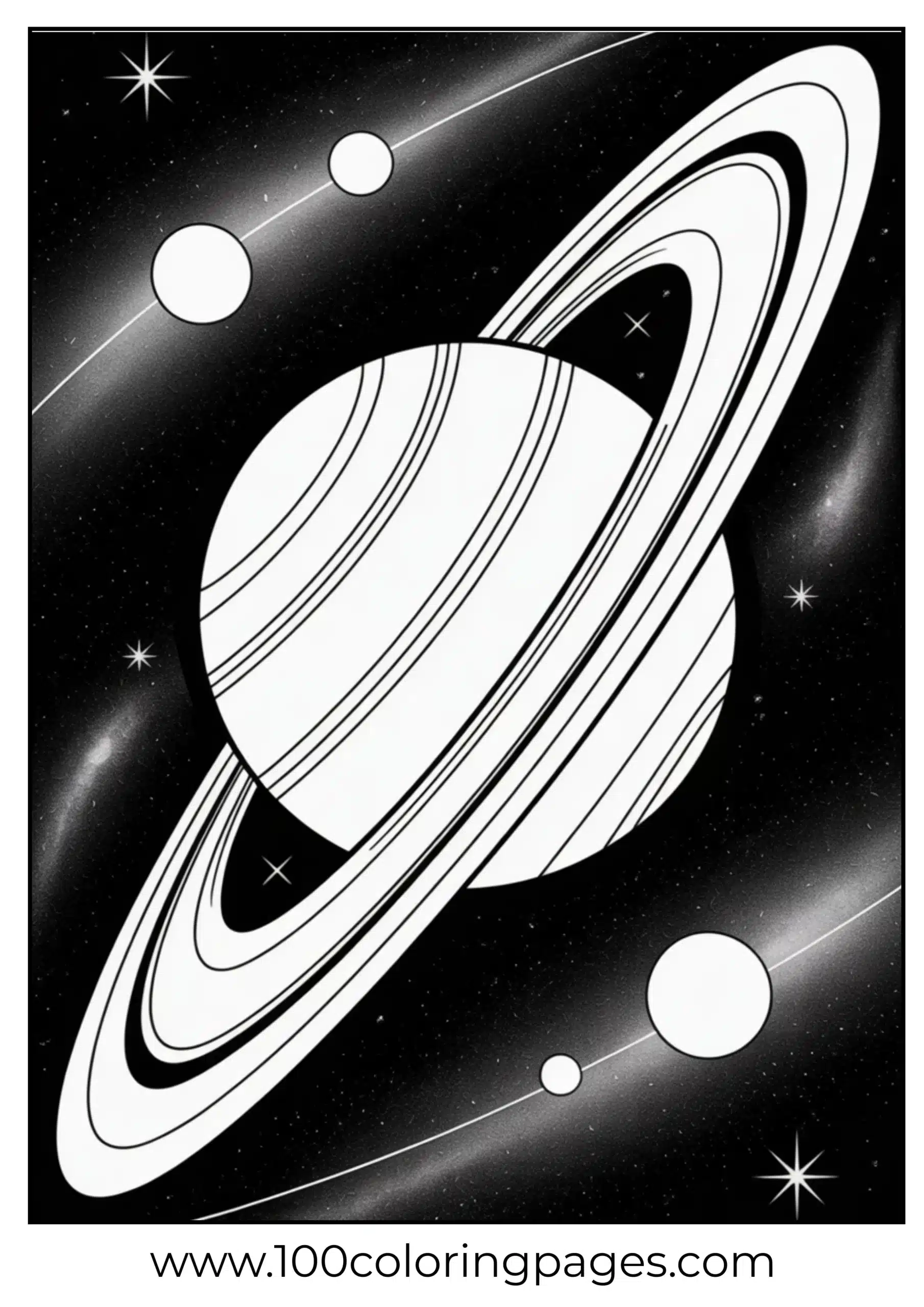 Saturn with rings coloring page