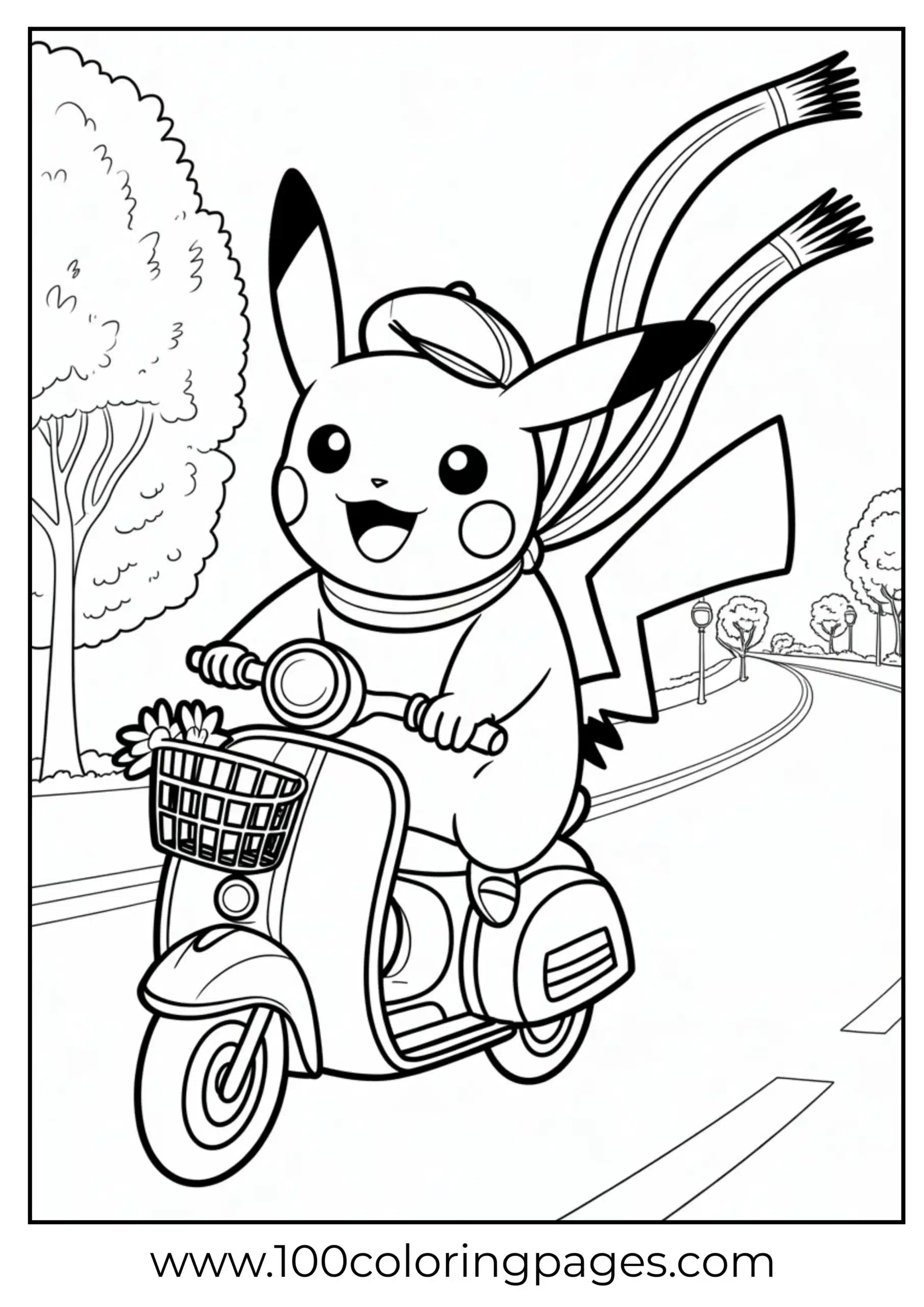 Pikachu riding scooter quickly