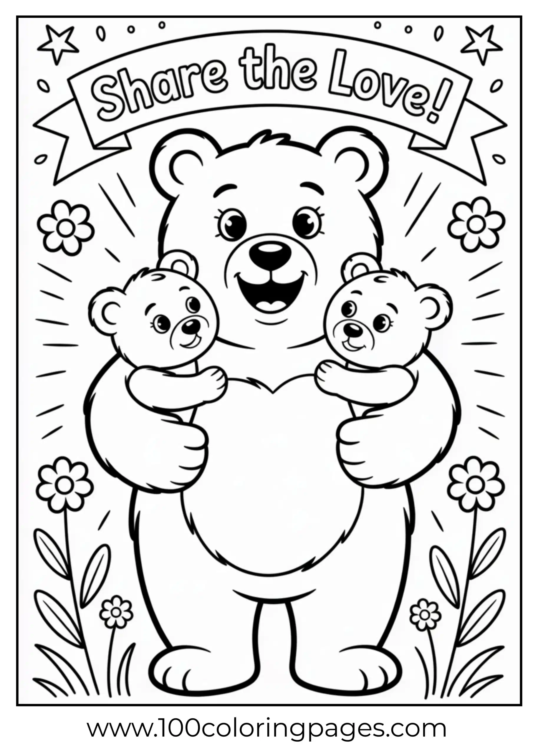 Share Bear giving hug coloring page