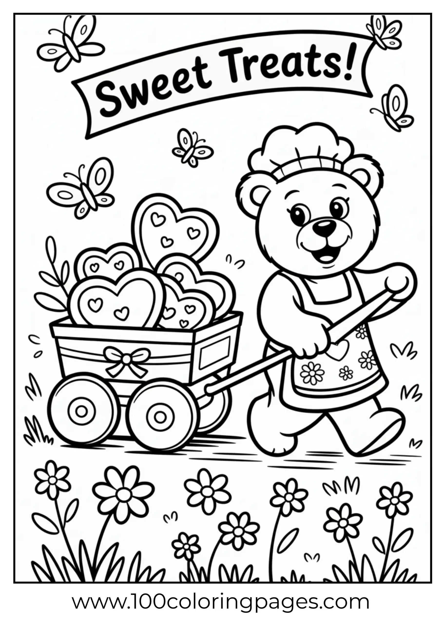 Share Bear sharing baked goods coloring page