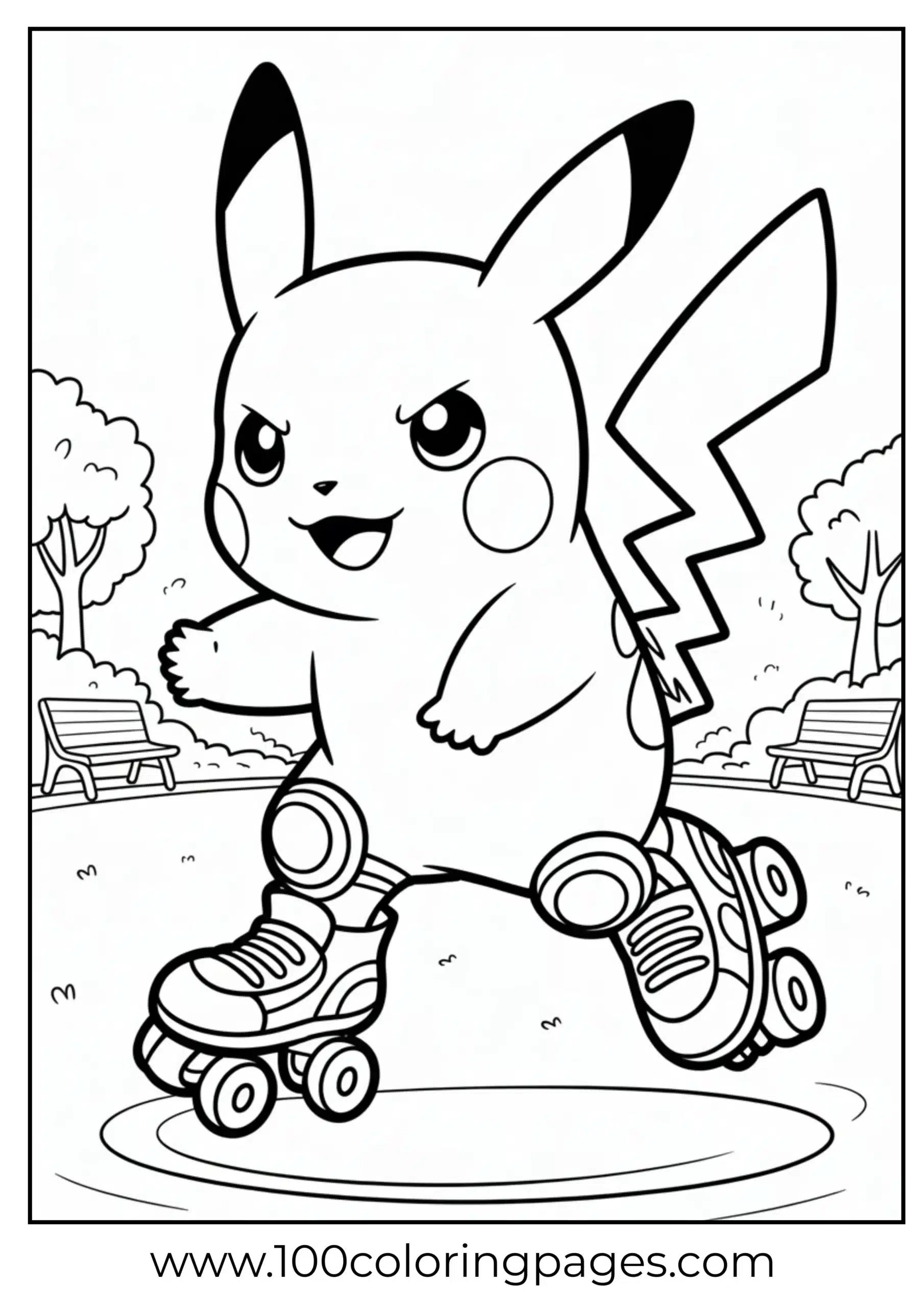 Pikachu spinning on roller skates