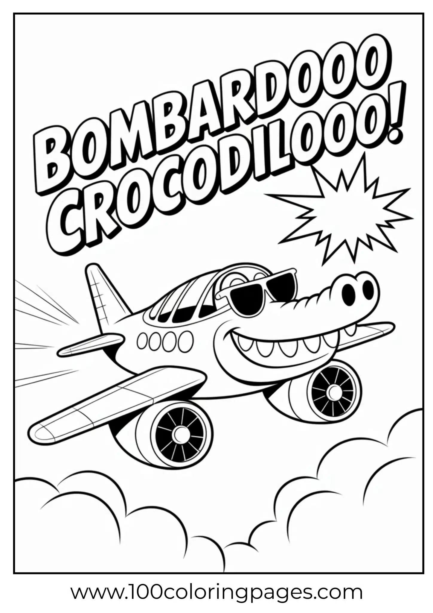 A smiling crocodile flying a plane with sunglasses