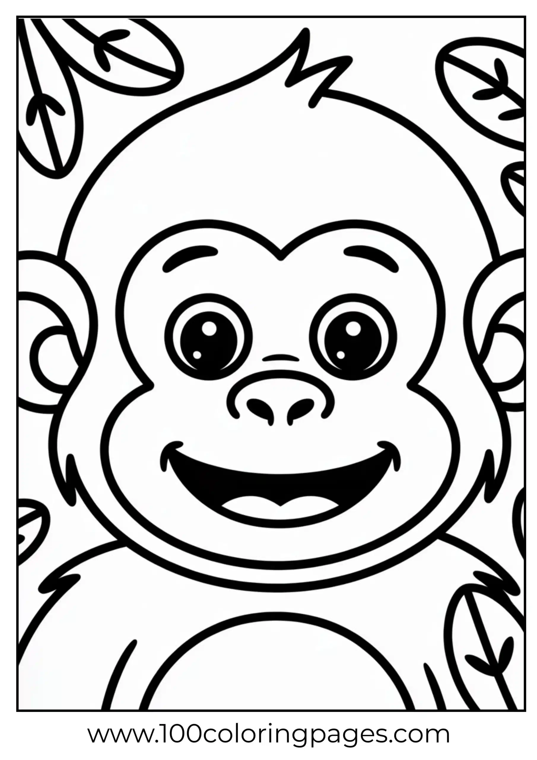 Monkey smiling face coloring page