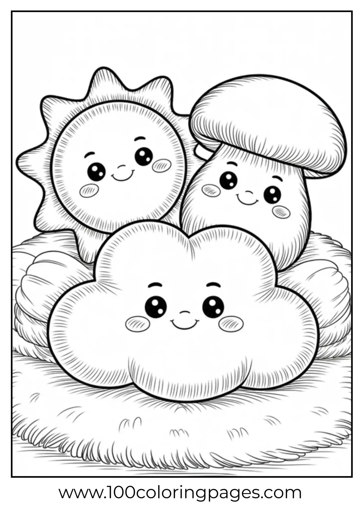 Cute smiling pasta shapes for kids coloring activity