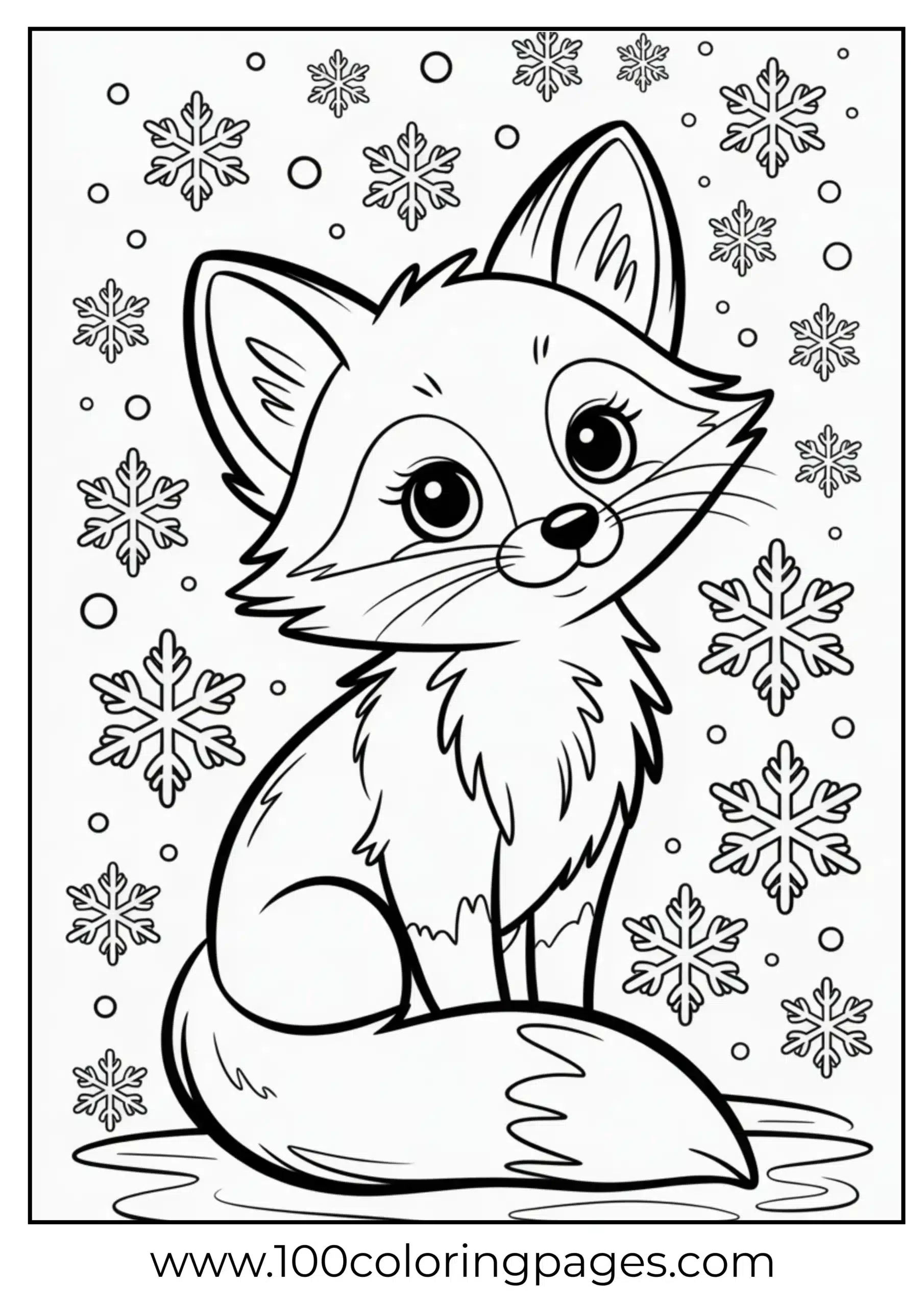 Fox watching snowflakes fall