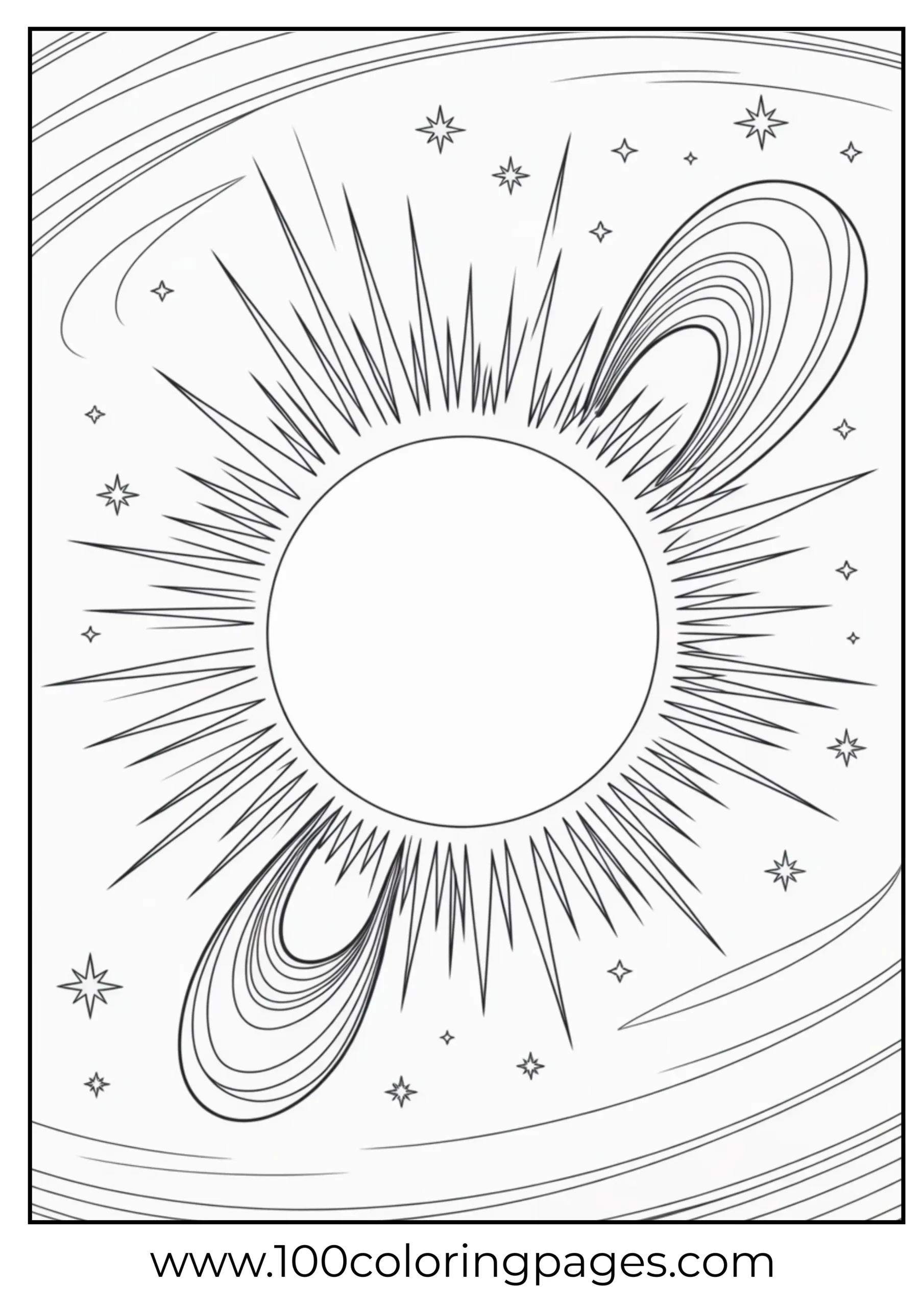 Solar flare illustration coloring page