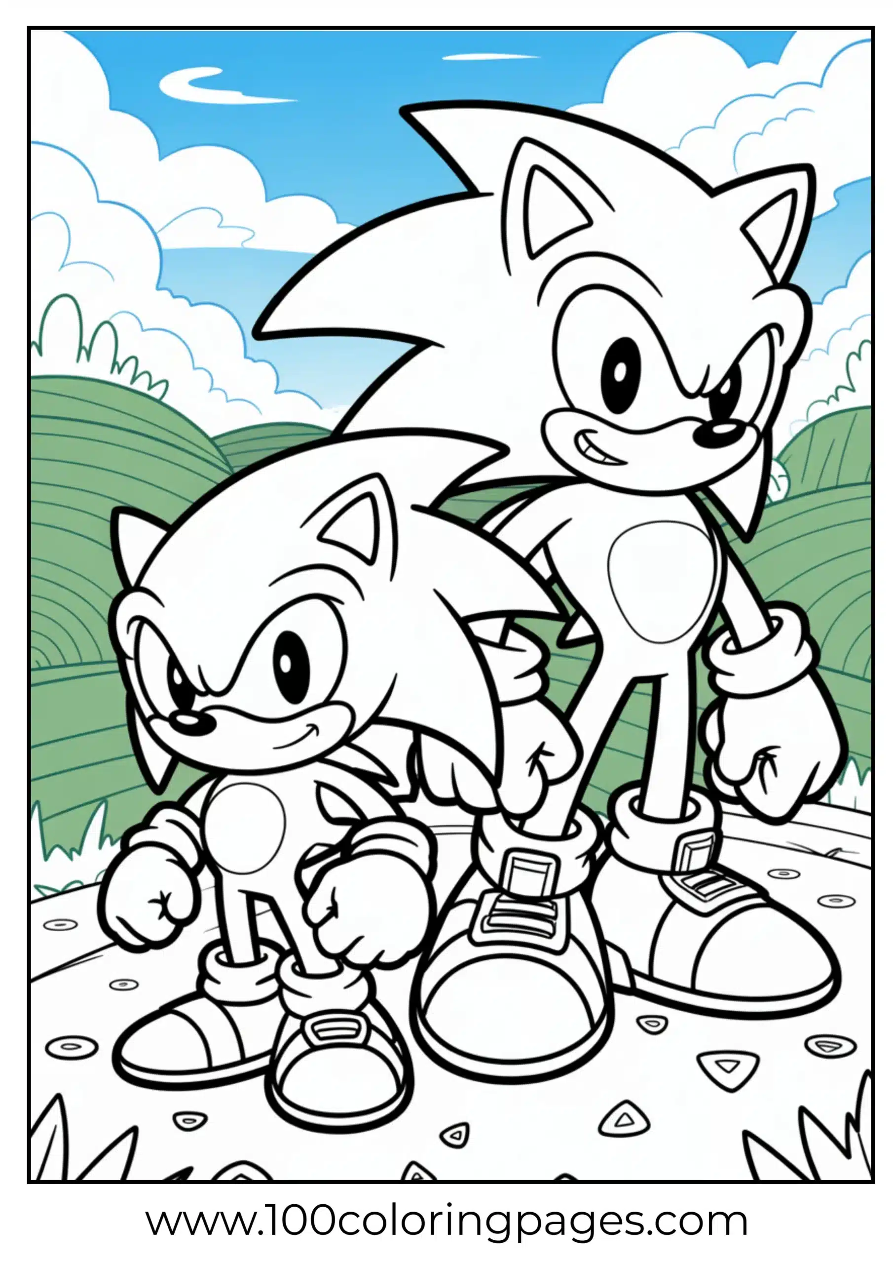 Sonic and Knuckles side by side coloring page